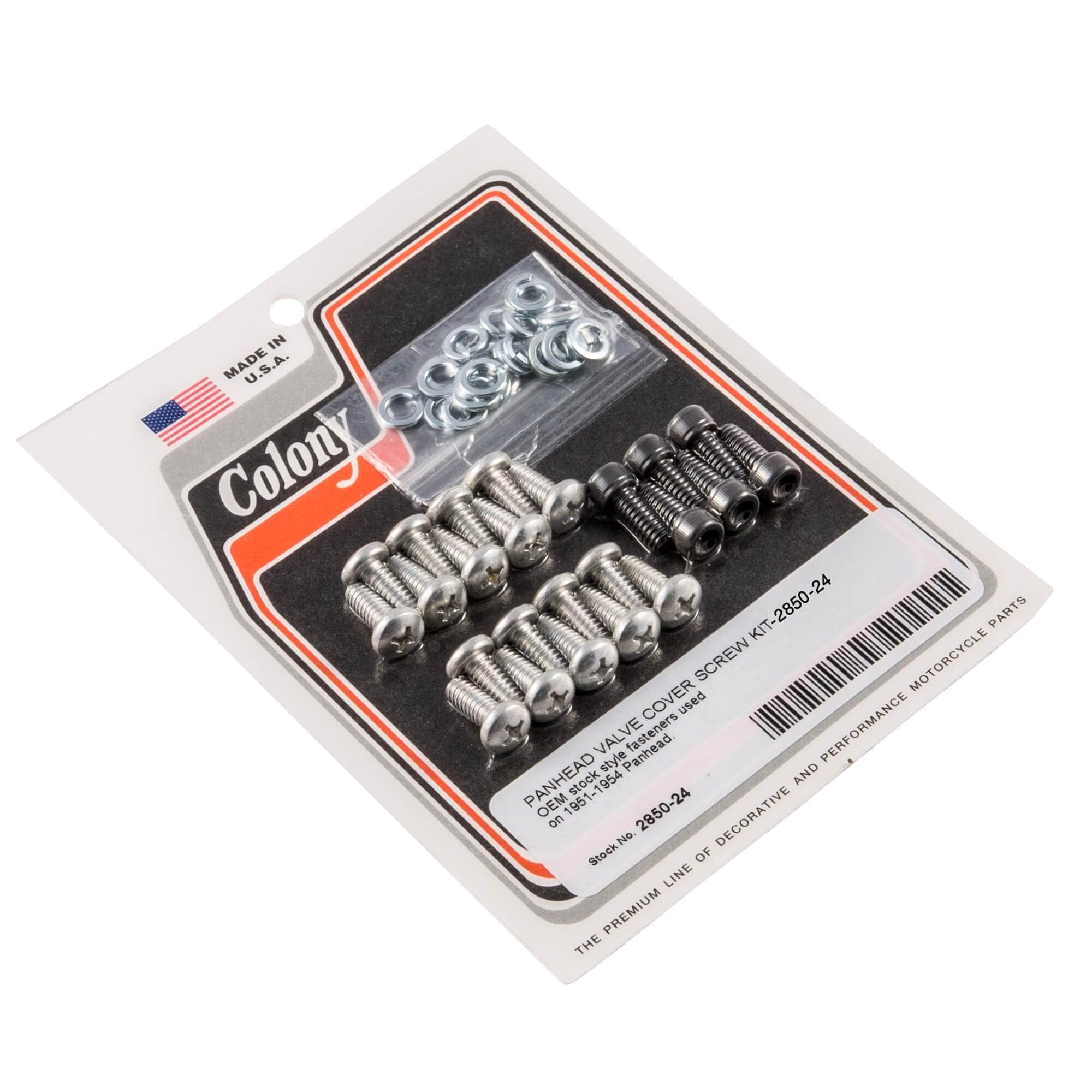 #2850-24 Stock Style Panhead Valve Cover Screw Kit 1951-1954 Harley-Davidson Panhead