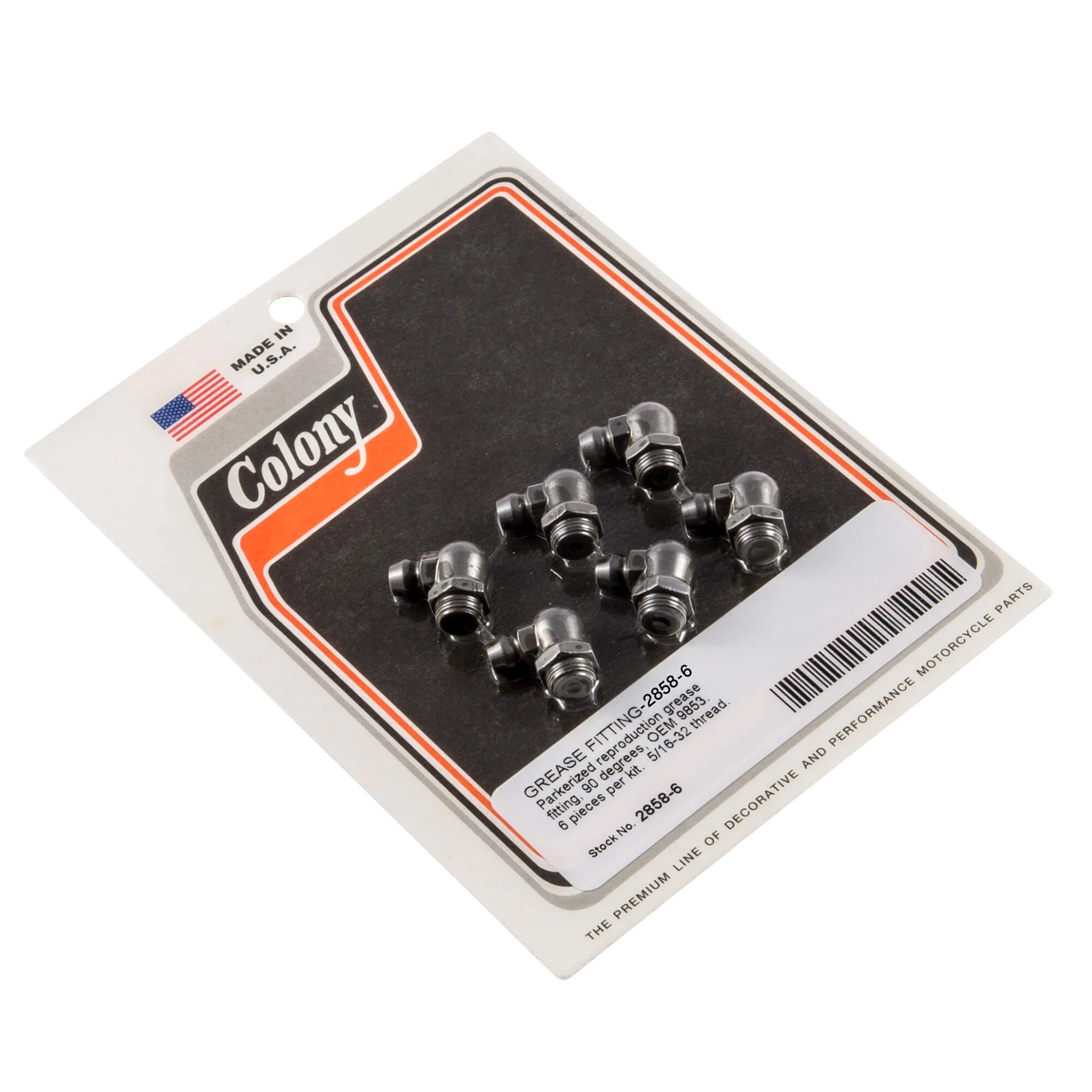 #2858-6 Grease Fitting OEM #9853 90 degree Harley-Davidson - 6 pack - Parkerized