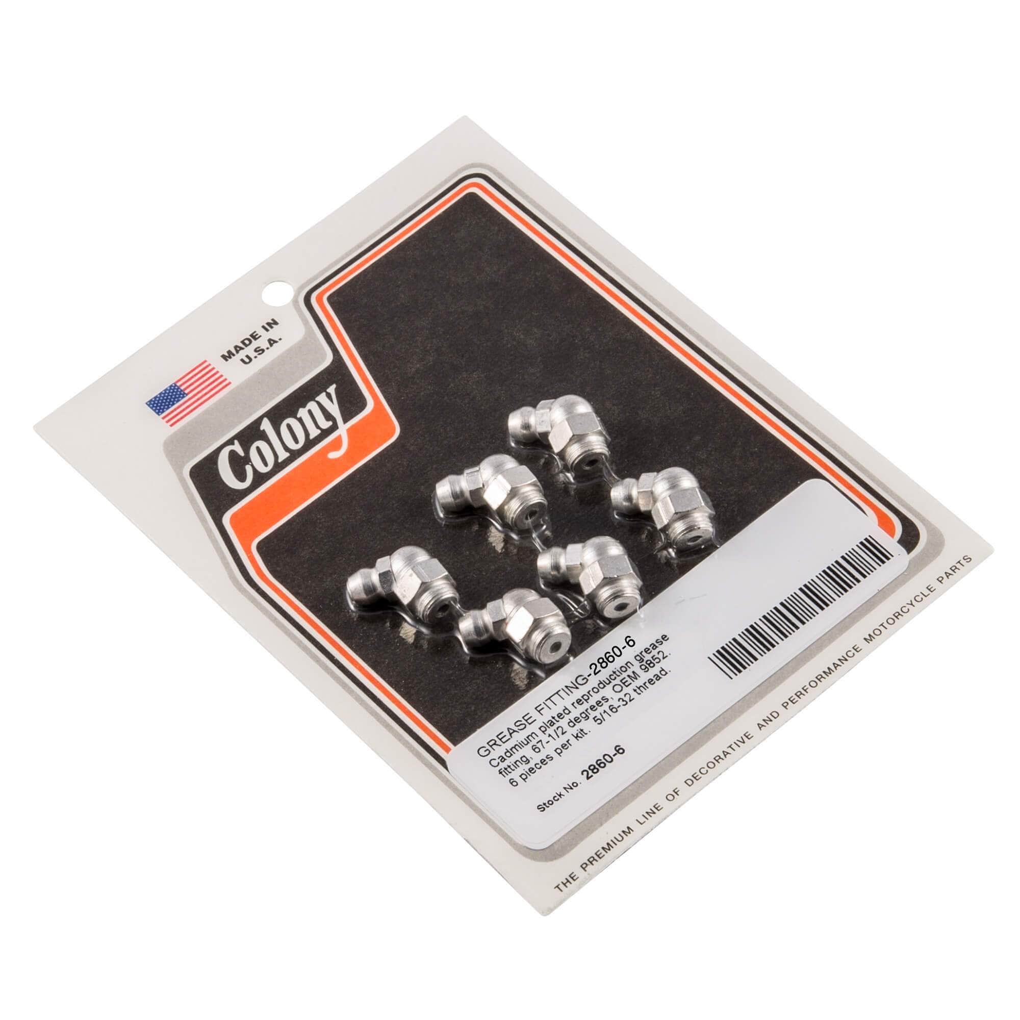 #2860-6 Grease Fitting Harley-Davidson OEM #9852 67-1/2 Degree - 6 Pack - CAD Plated