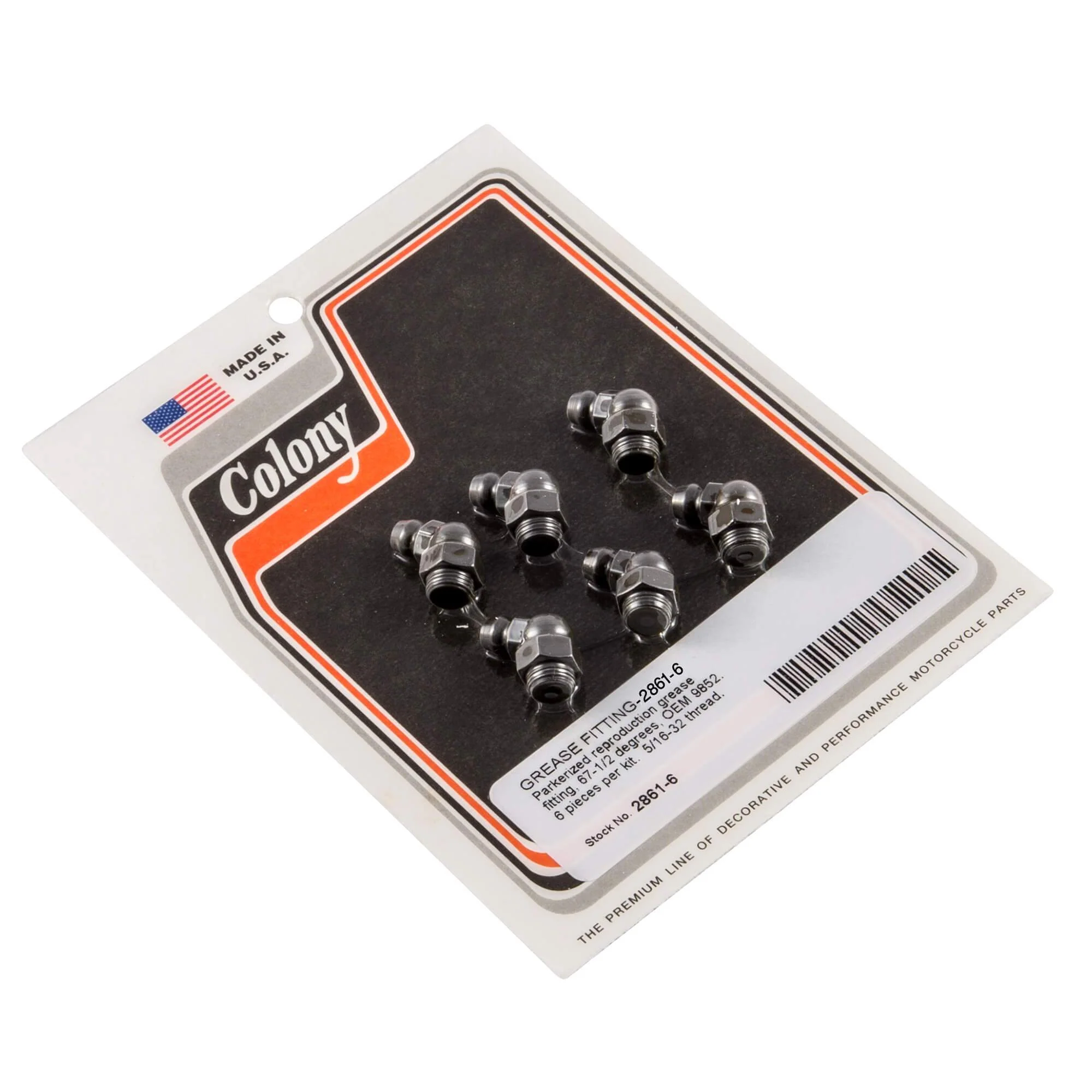 #2861-6 Grease Fitting Harley-Davidson OEM #9852 67-1/2 Degree - 6 Pack - Parkerized