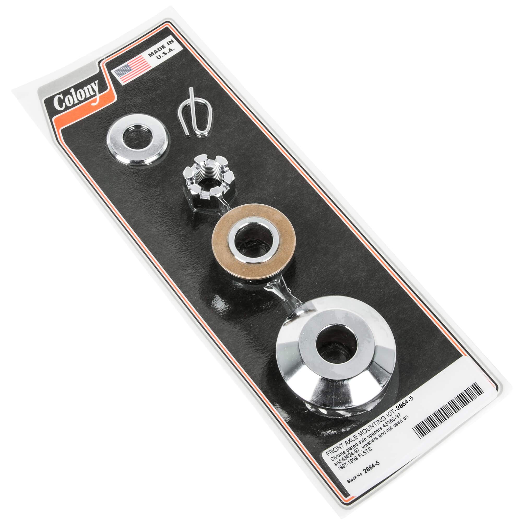 #2864-5 Front Axle Mounting Kit 1997-1999 Harley-Davidson FLSTS - Chrome Plated
