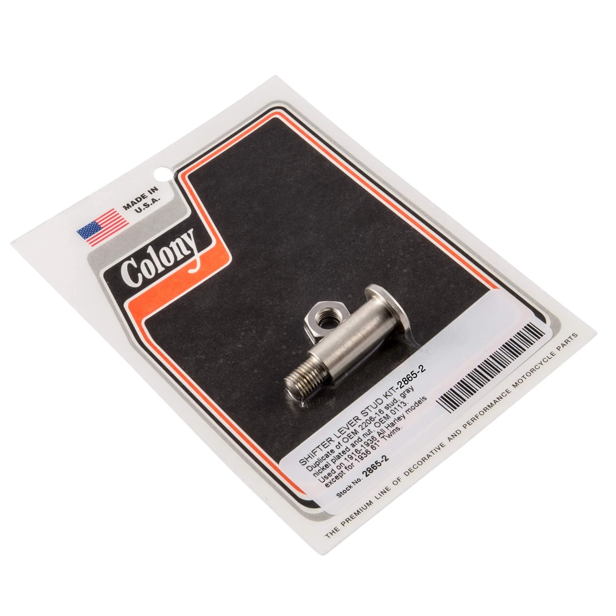 #2865-2 Shifter Lever Stud Kit 1916-1936 Harley-Davidson All Models - Nickel Plated