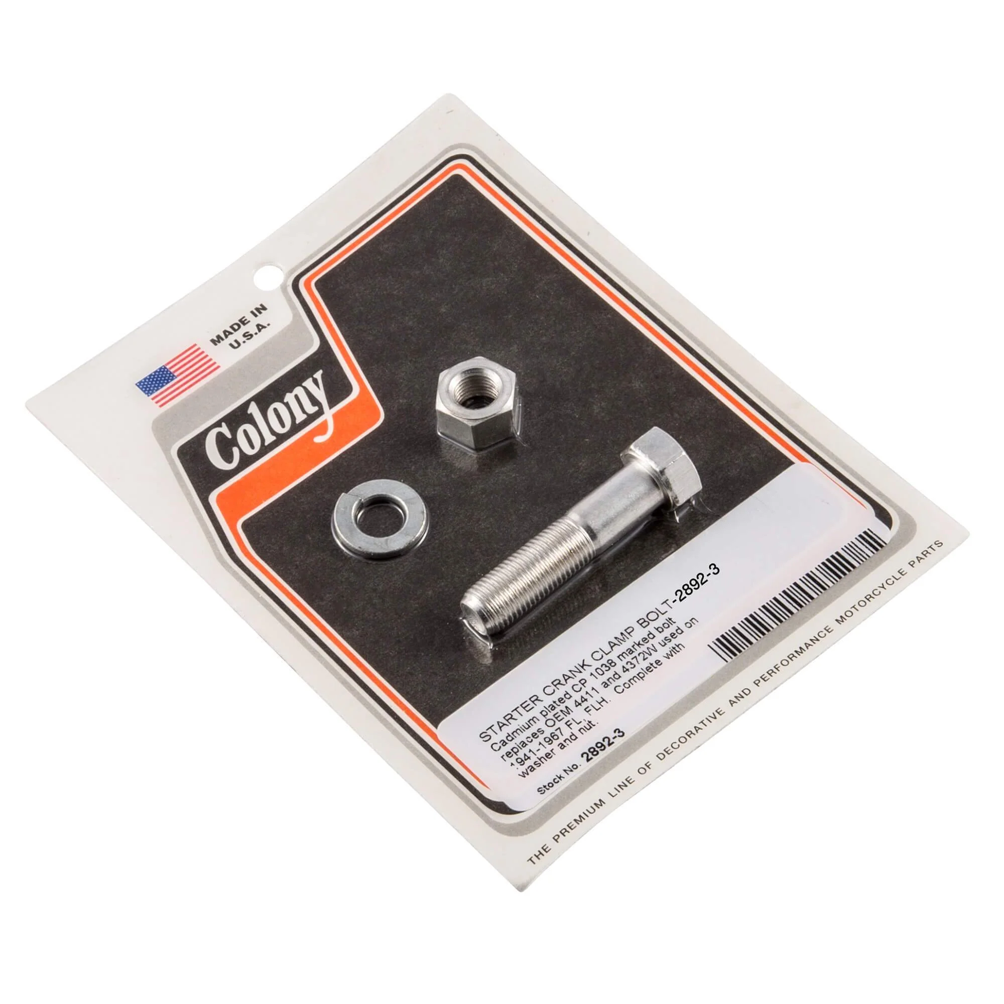 #2892-3 Starter Crank Clamp Bolt 1941-1967 Harley-Davidson FL/FLH - CAD Plated