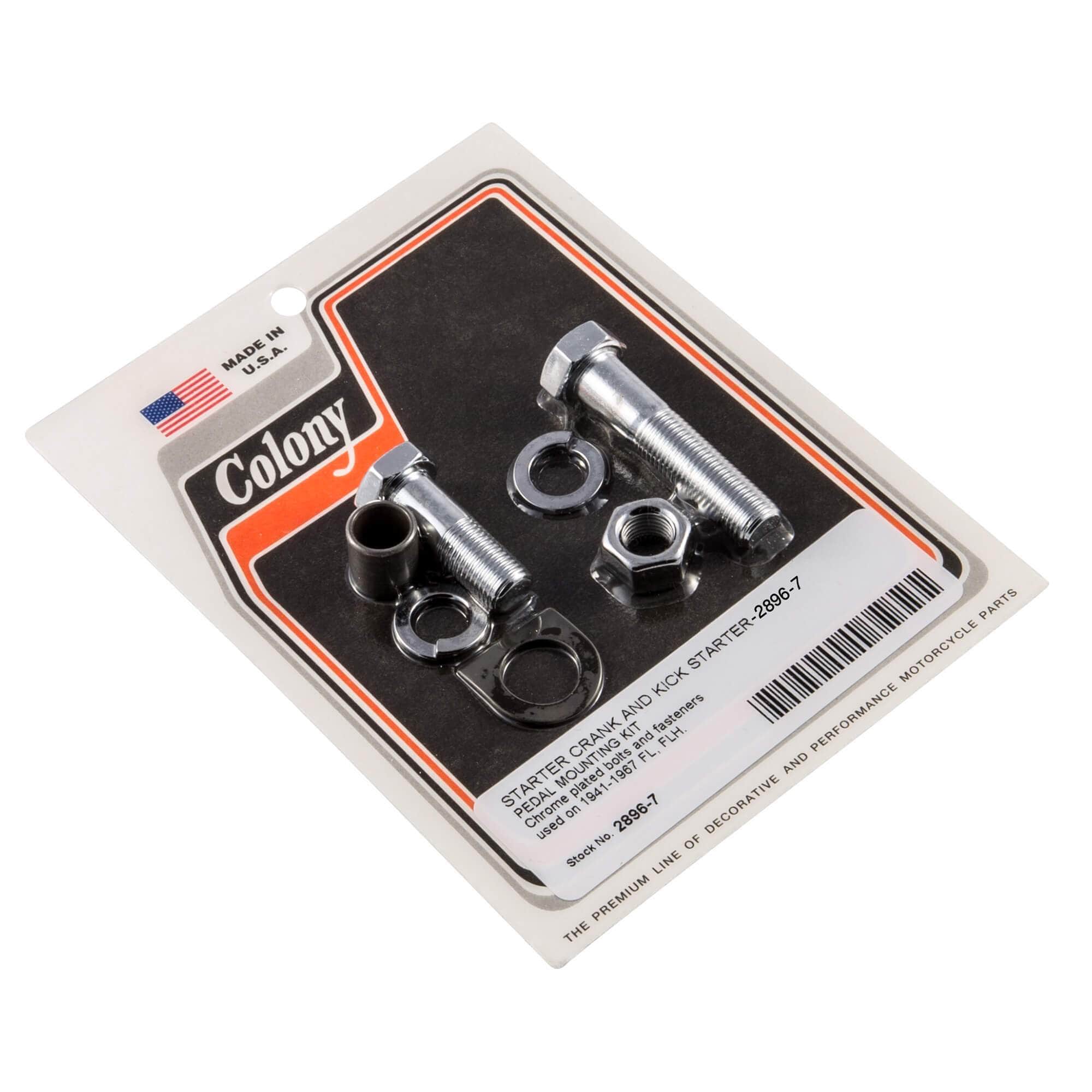 #2896-7 Starter Crank and Kick Starter Pedal Mounting Kit 1941-1967 Harley-Davidson FL/FLH - Chrome Plated