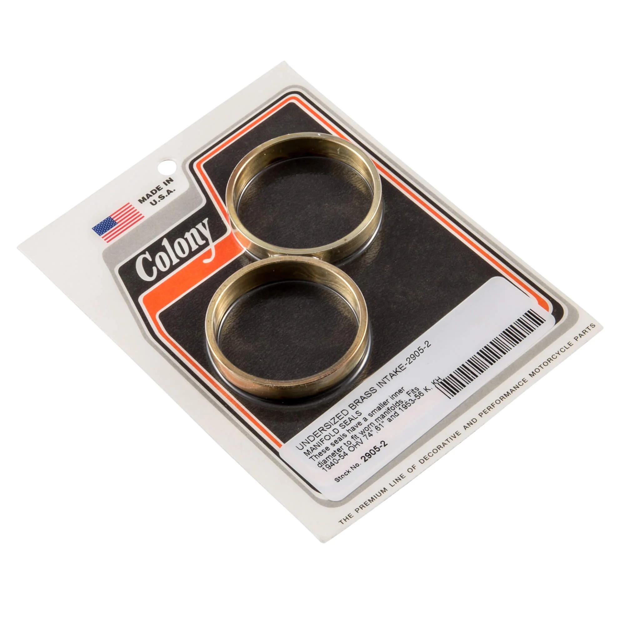 #2905-2 Undersized Brass Intake Manifold Seals 1940-1954 Harley-Davidson OHV 1953-1956 K KH