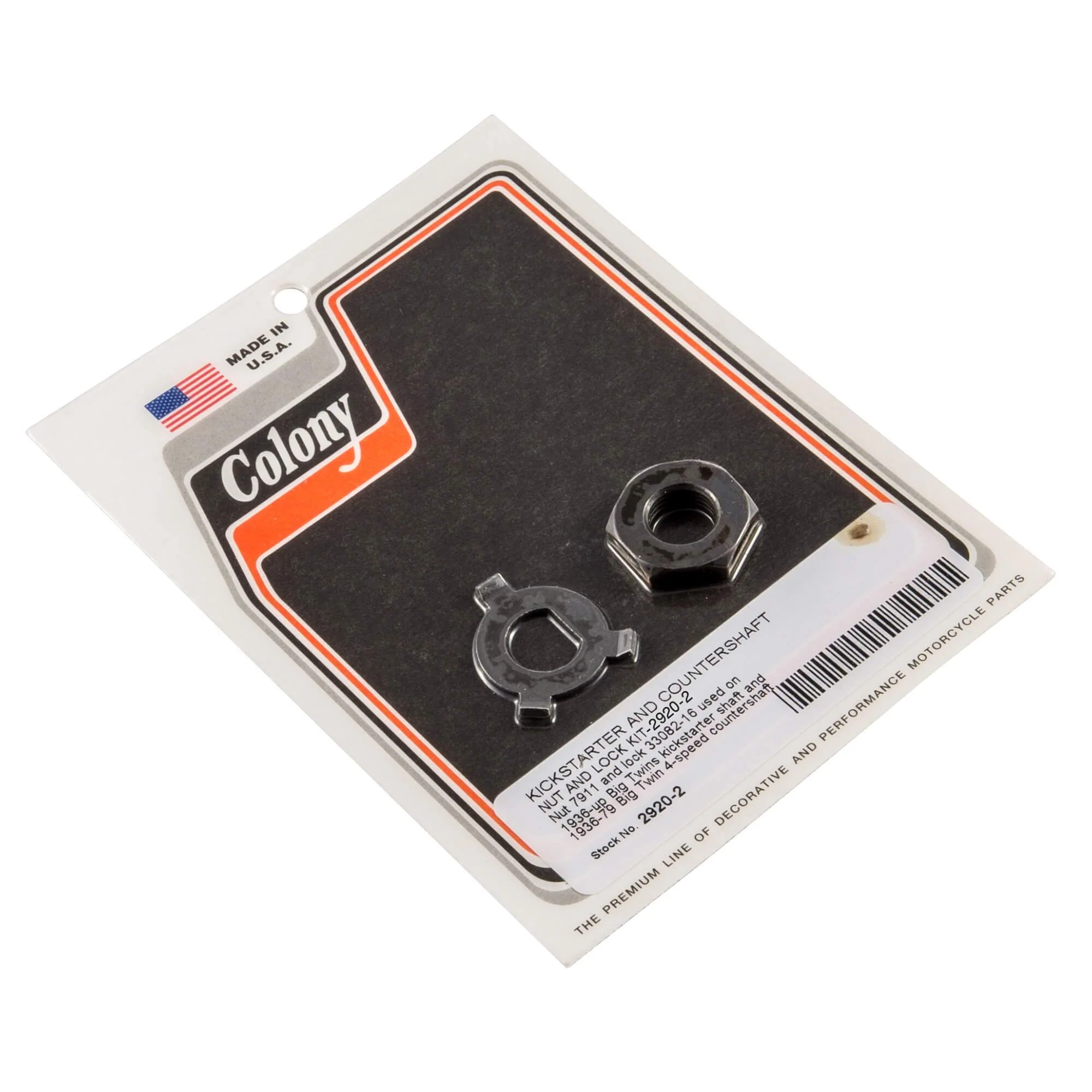 #2920-2 Nut & Lock Kit 1936-Up Harley-Davidson Big Twin Kickstarter 1936-1979 Bg Twin 4 Speed Countershaft
