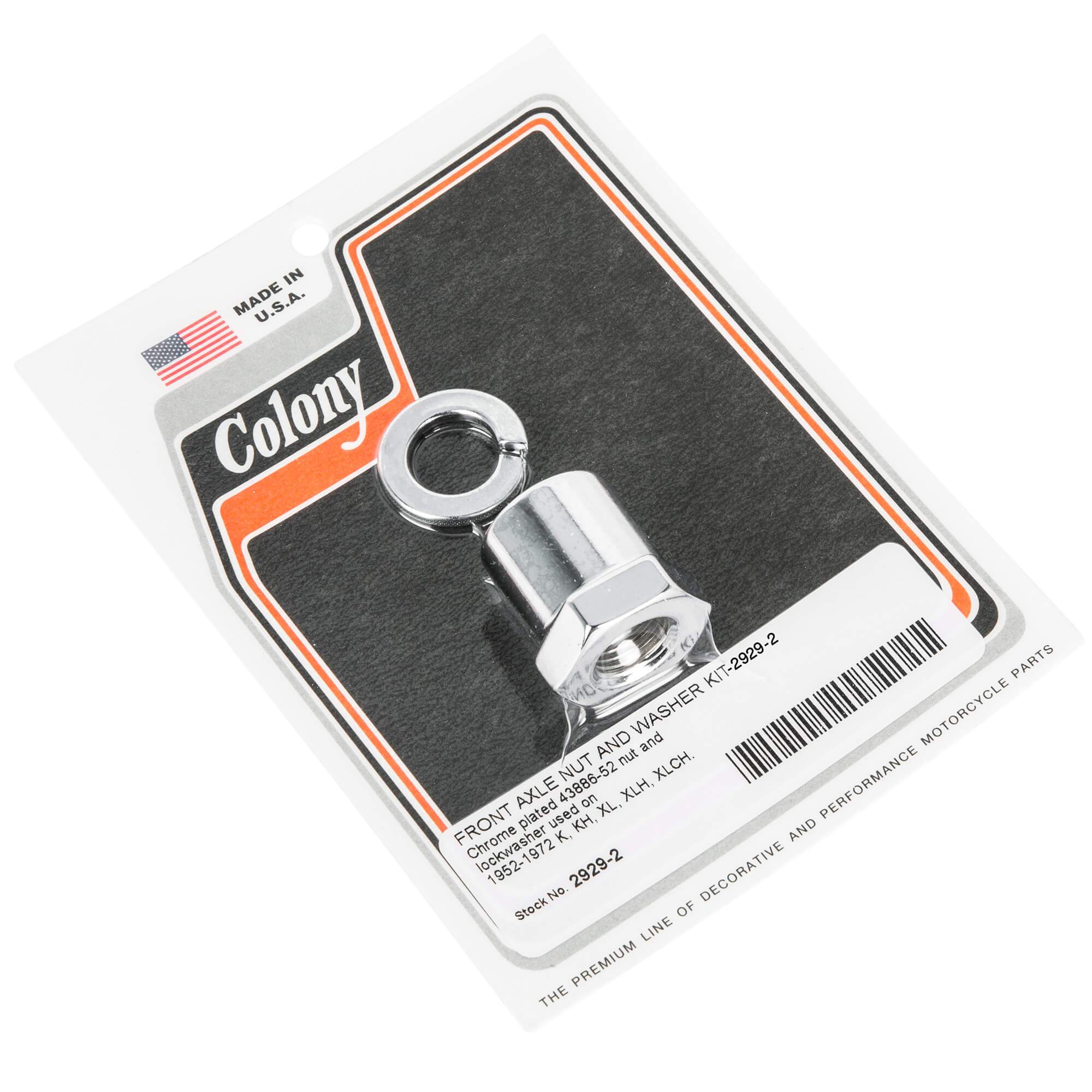 #2929-2 Front Axle Nut Kit 1952-1972 Harley-Davidson K/KH/XL/XLH/XLCH - Chrome Plated - Image 2