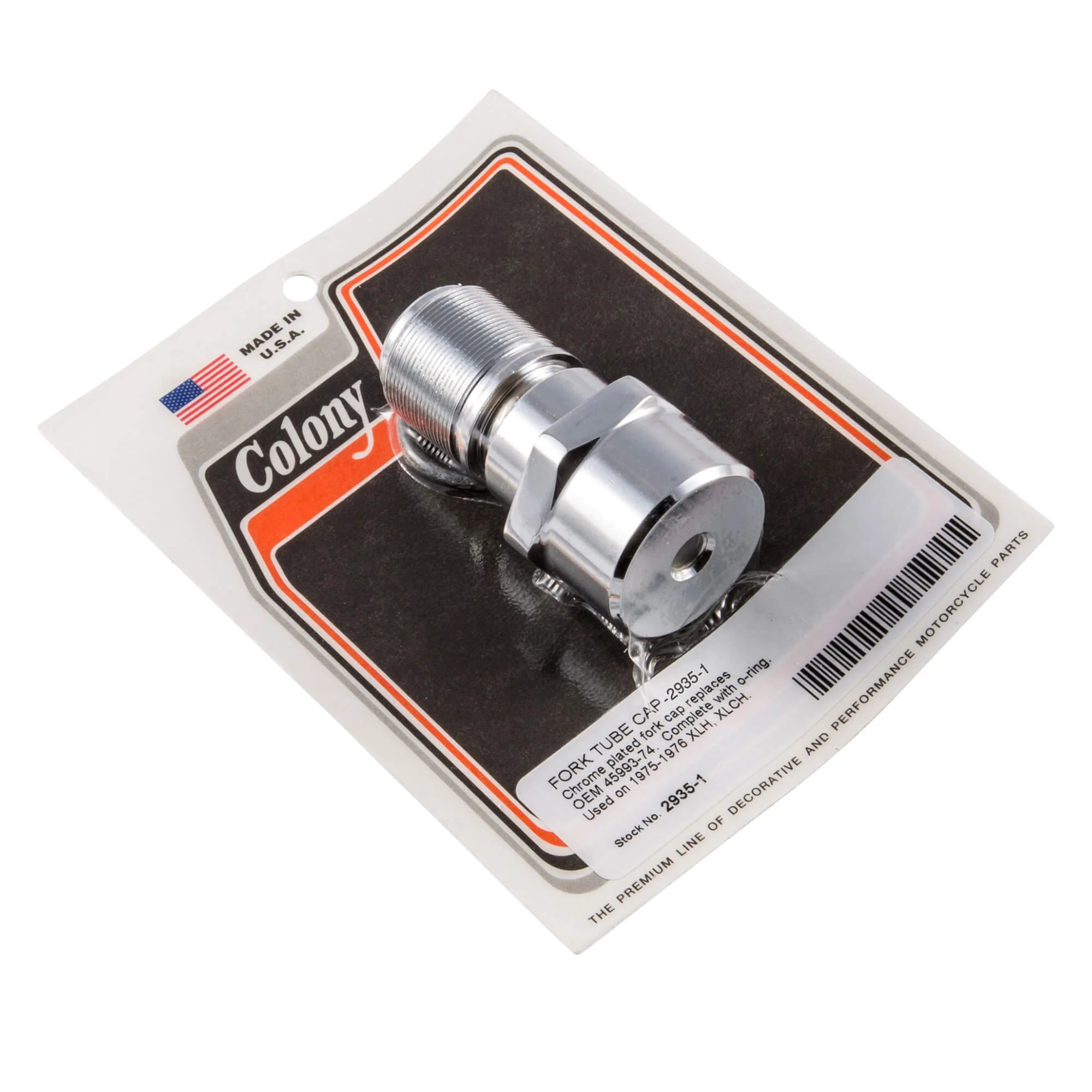 #2935-1 Fork Tube Cap 1975-1976 Harley-Davidson XLH/XLCH - Chrome Plated
