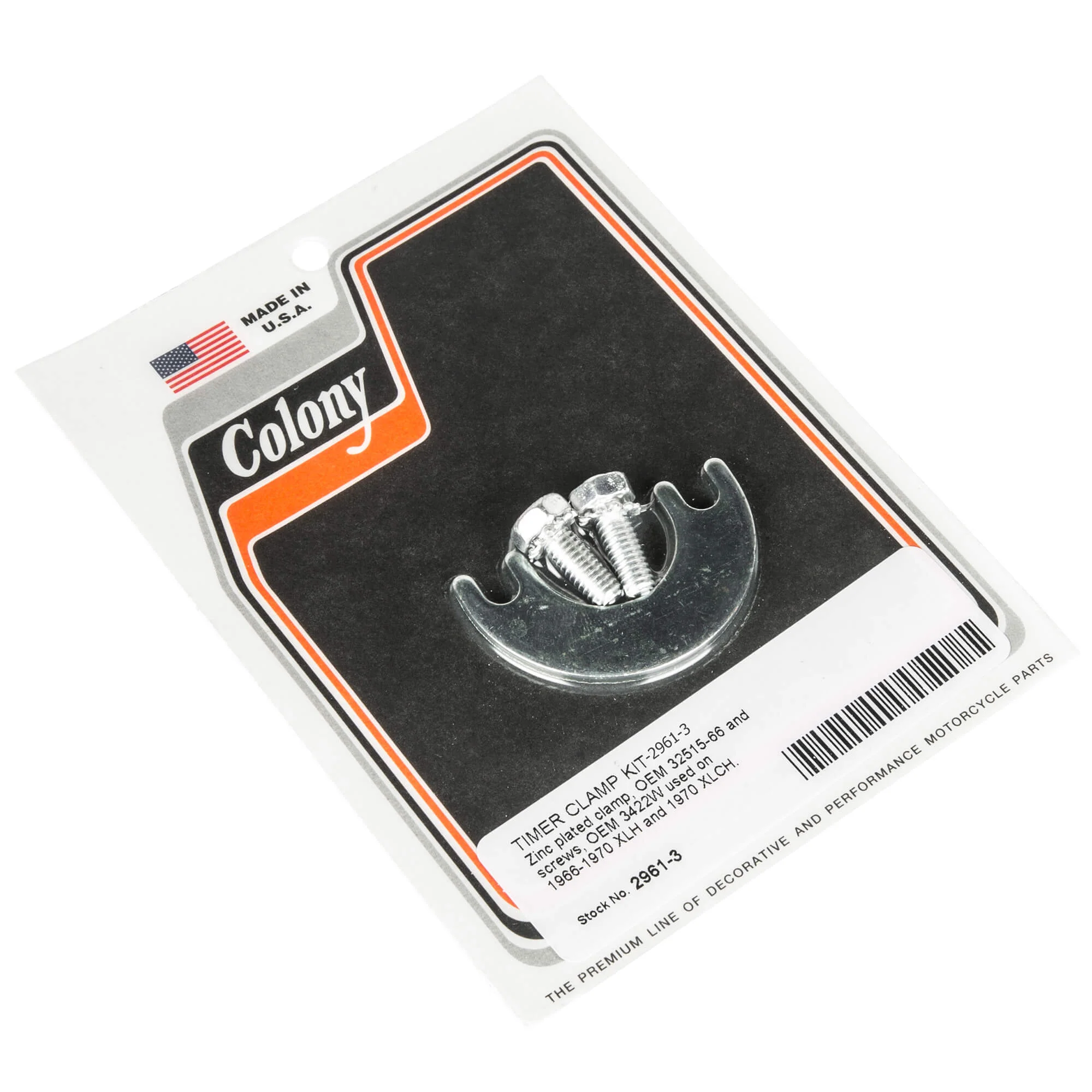 #2961-3 Timer Clamp Kit 1966-1970 Harley-Davidson XLH 1970 XLCH - Zinc Plated