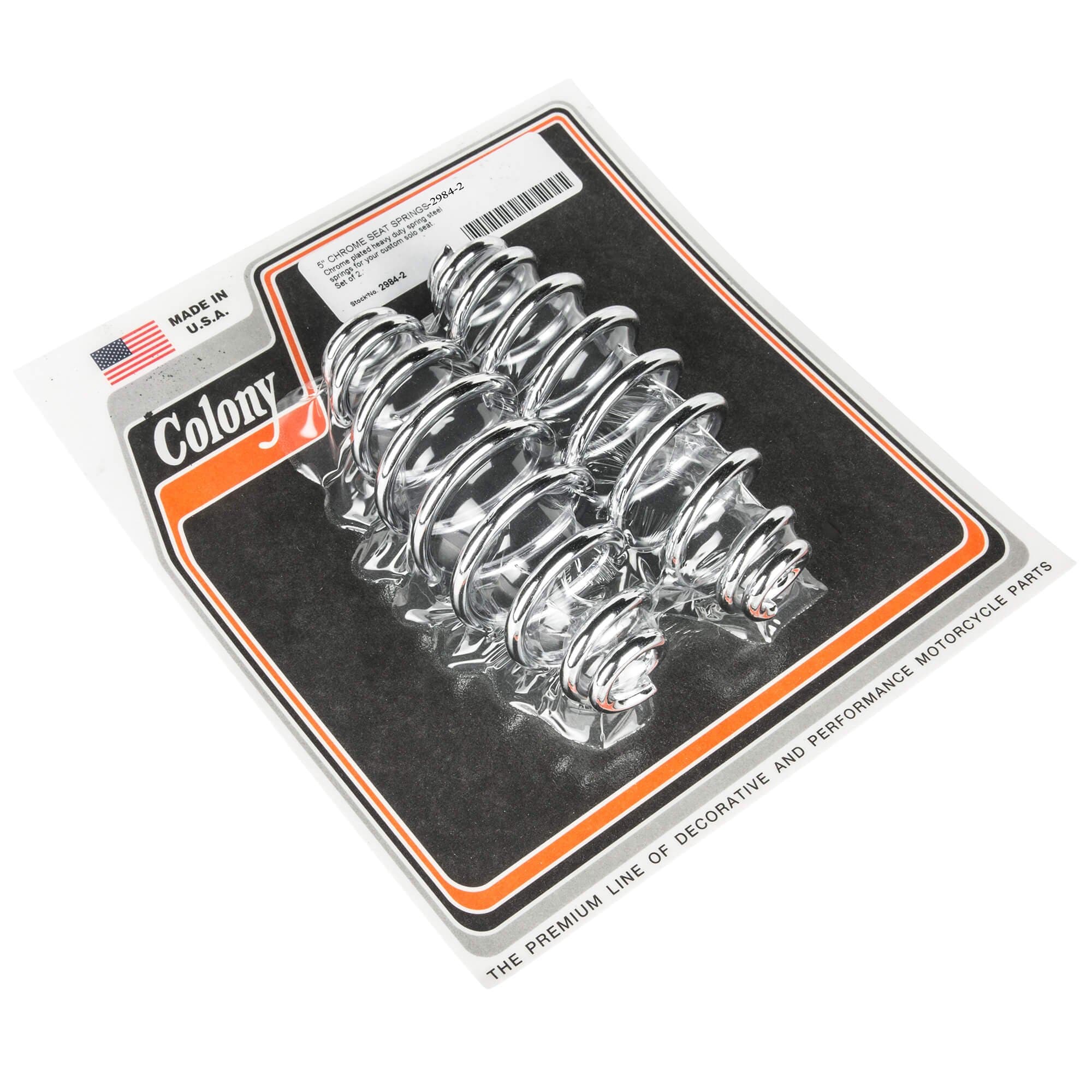 #2984-2 5 inch Heavy Duty Solo Seat Springs - Made in USA - Chrome Plated