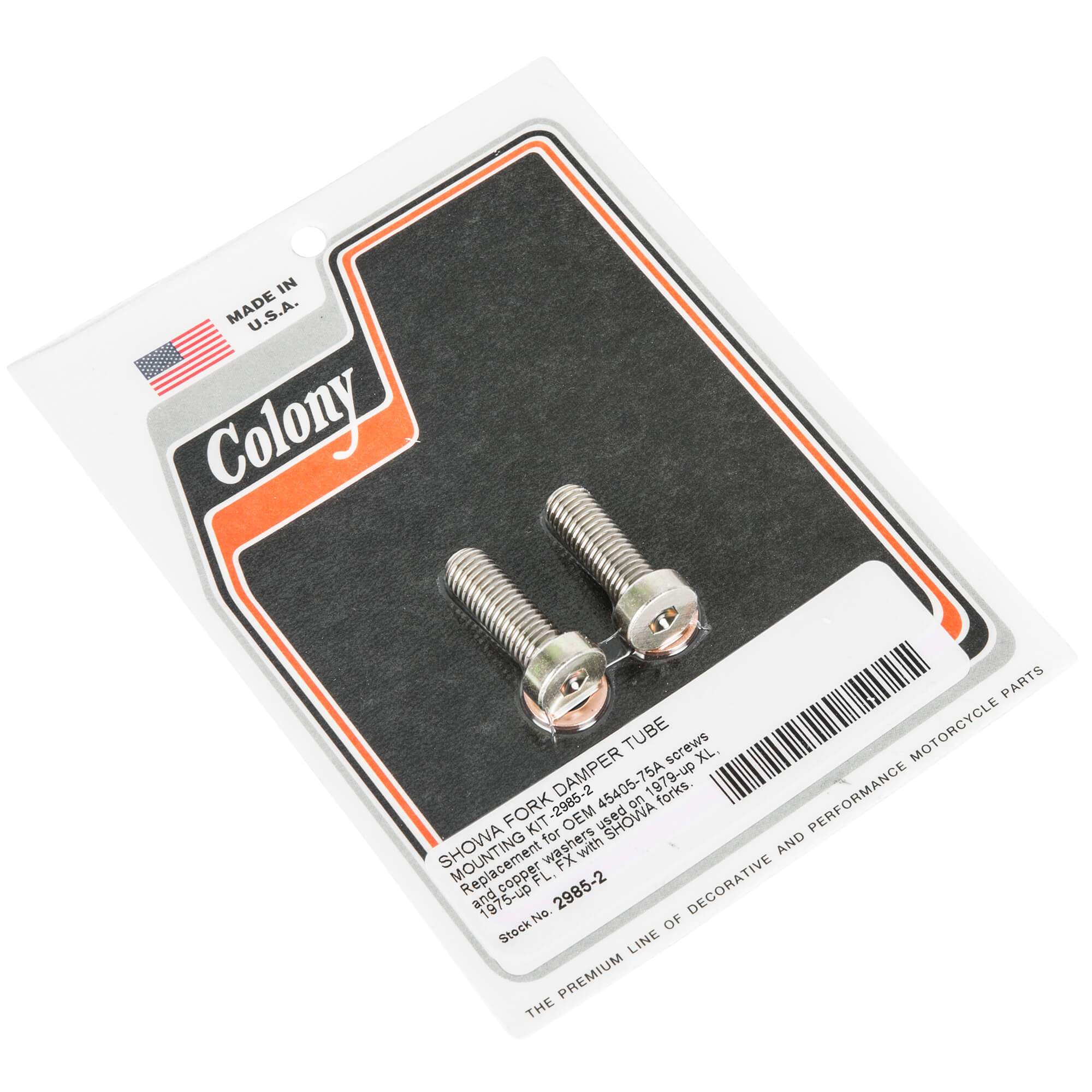 #2985-2 Damper Tube Mounting Bolts & Copper Washers 1979-Up Harley Sportster 1975-Up FL/FX with 39mm Narrow Glide Forks - Image 2