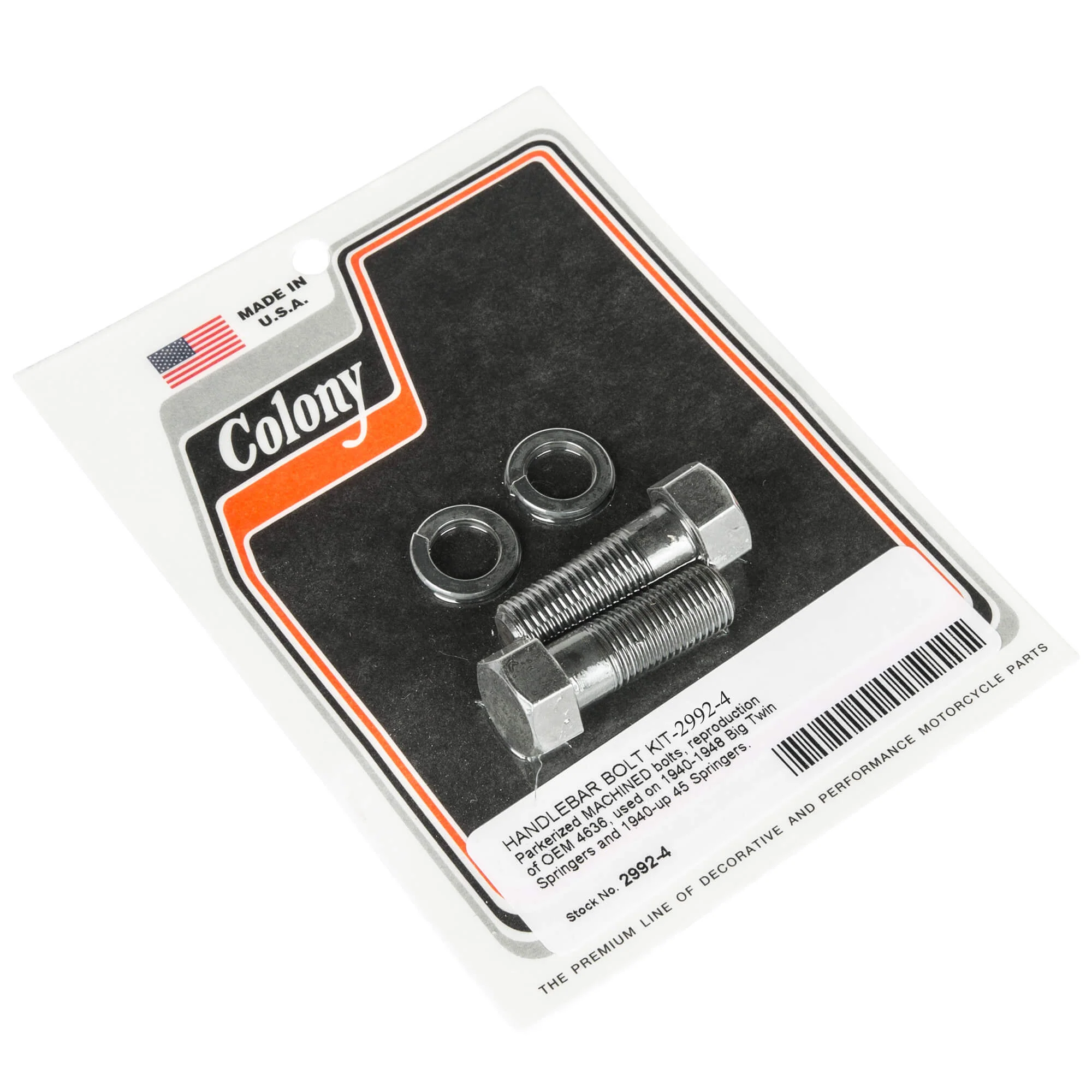 #2992-4 Handlebar Bolt Kit 1940-1948 Harley-Davidson Big Twin Springers 1940-Up /45 Springer - Parkerized