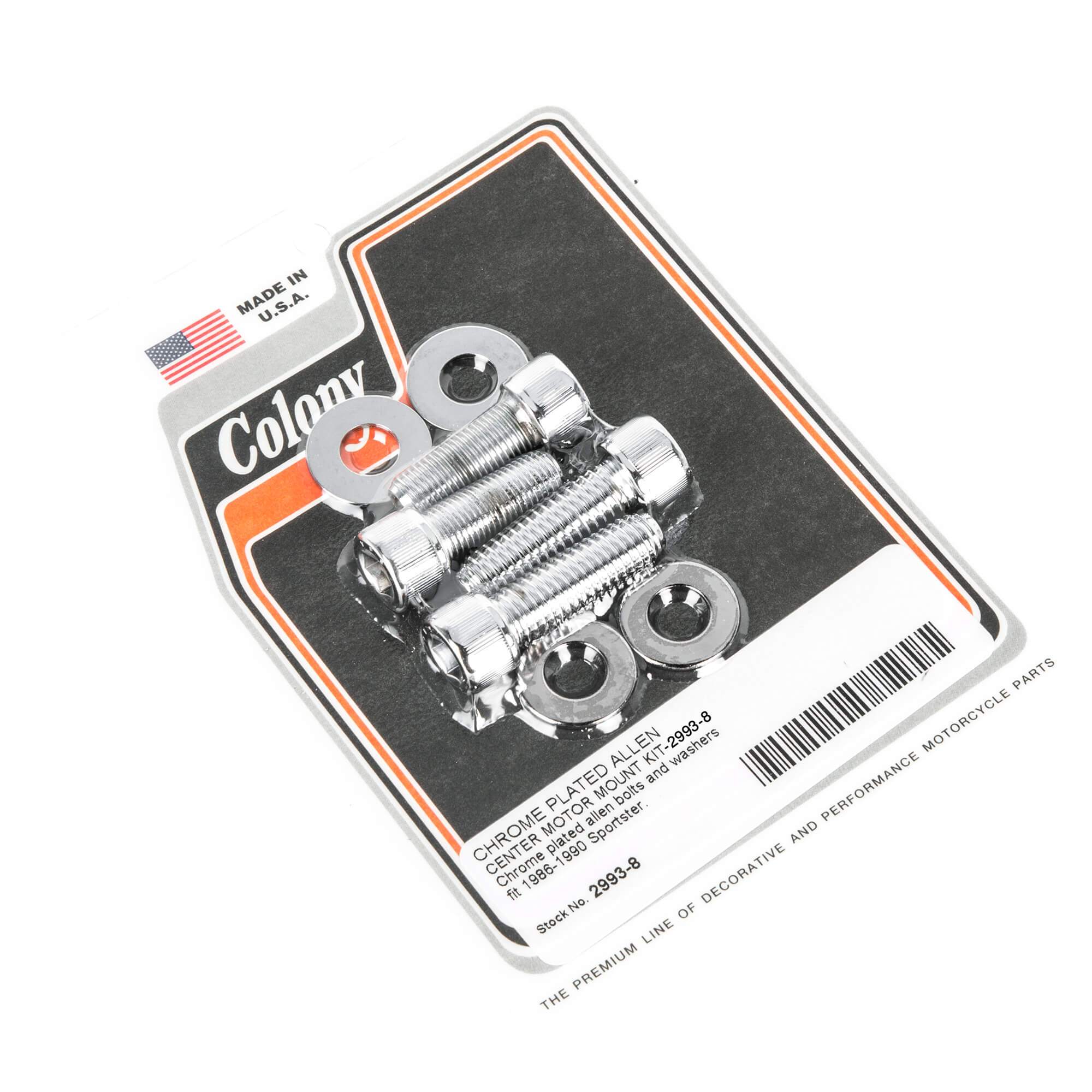 #2993-8 Allen Center Motor Mount Kit 1986-1990 Harley-Davidson Sportster - Chrome Plated - Image 2