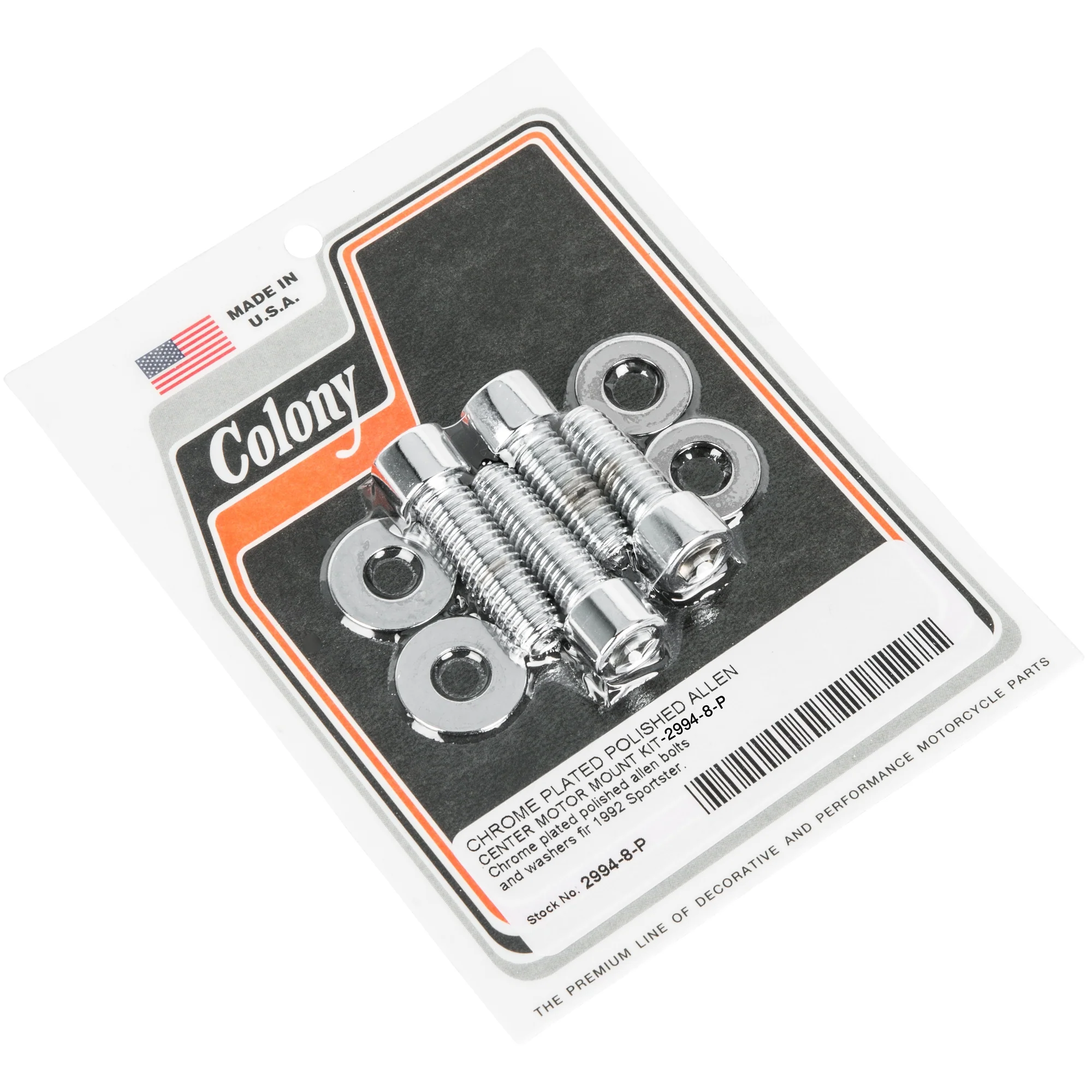 #2994-8-P Center Motor Mount Kit Smooth Allen 1992 Harley-Davidson Sportster - Chrome Plated