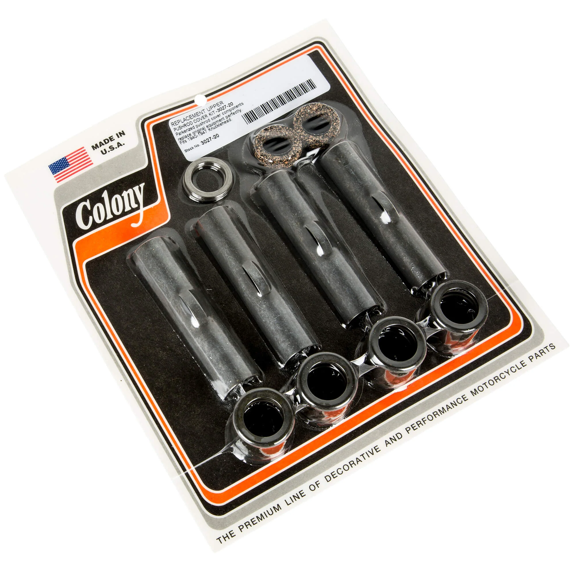 #3027-20 Upper Pushrod Covers Kit 1940-1947 Harley-Davidson Knucklehead - Parkerized