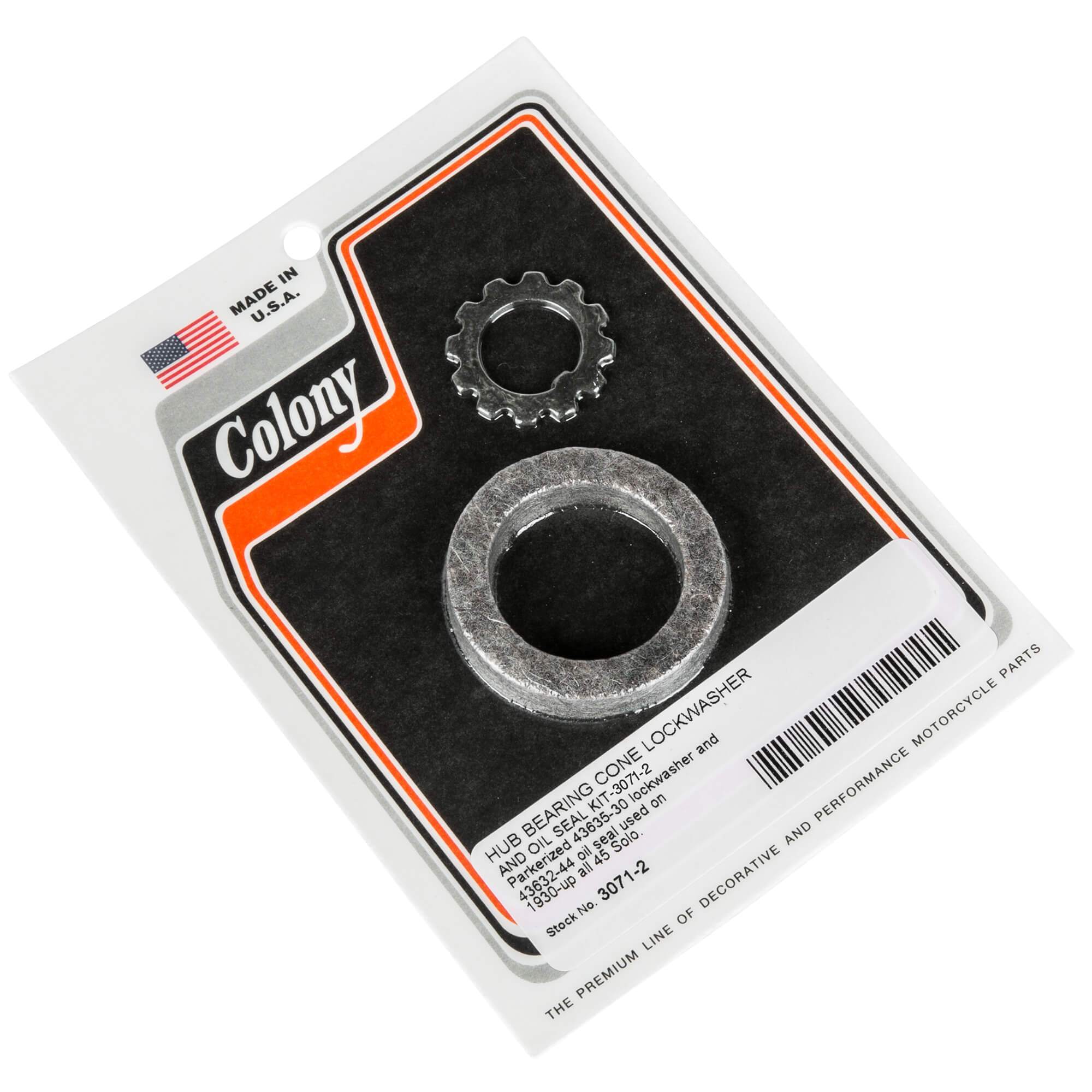 #3071-2 Hub Bearing Cone Lockwasher Kit 1930-Up Harley-Davidson 45 Solo - Parkerized