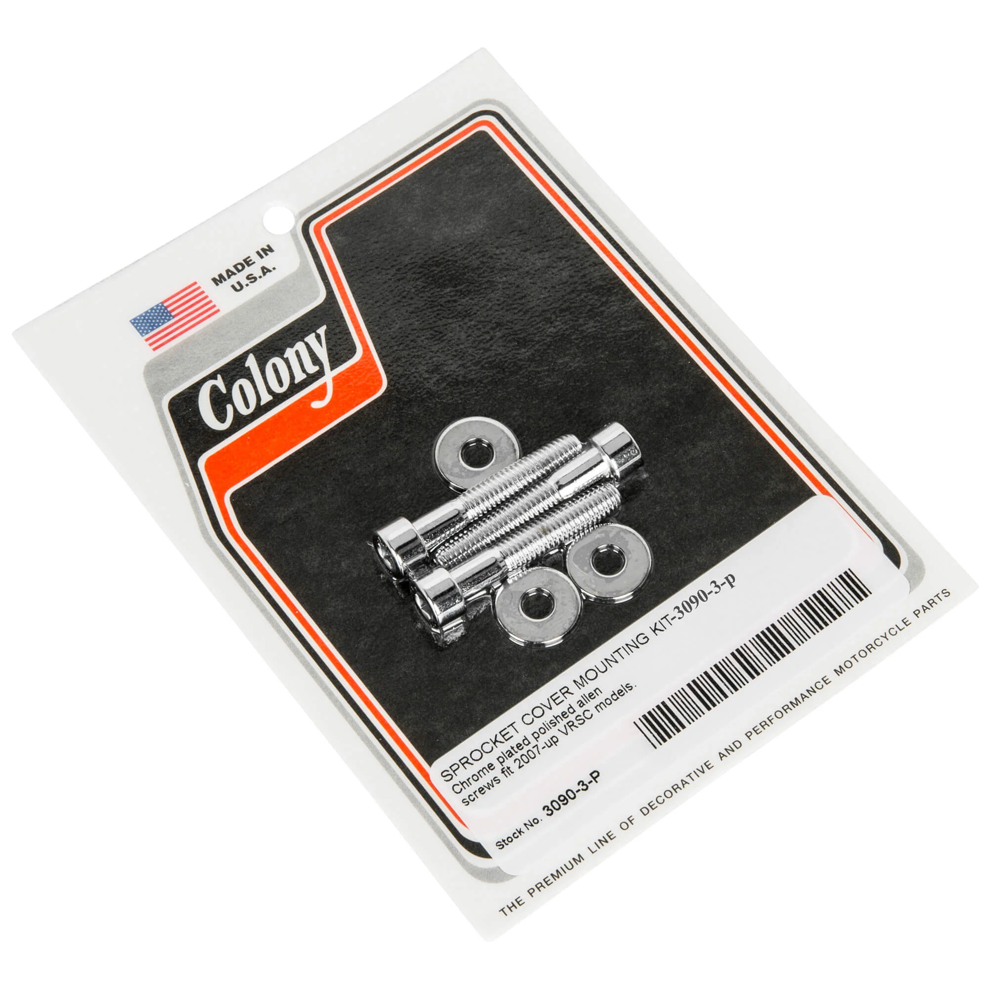 #3090-3-P Sprocket Cover Mounting Kit Polished Allens 2007-Up Harley-Davidson VRSC - Chrome Plated