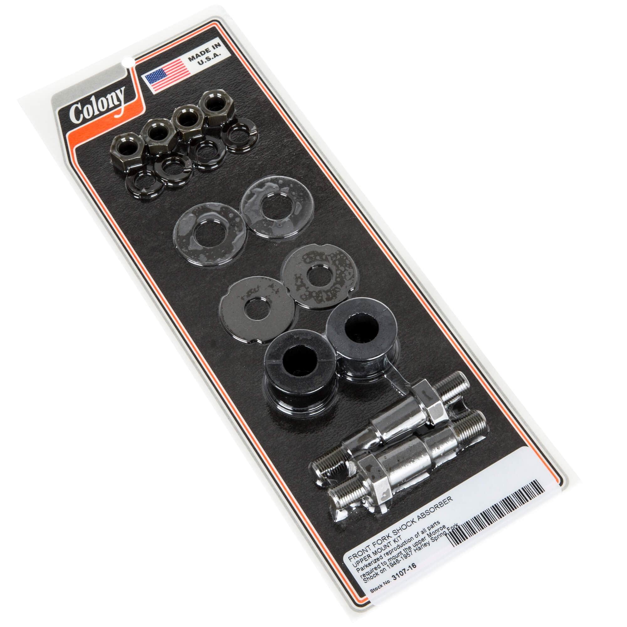 #3107-16 Front Shock Absorber Upper Mount Kit 1946-1957 Harley-Davidson Springers - Parkerized
