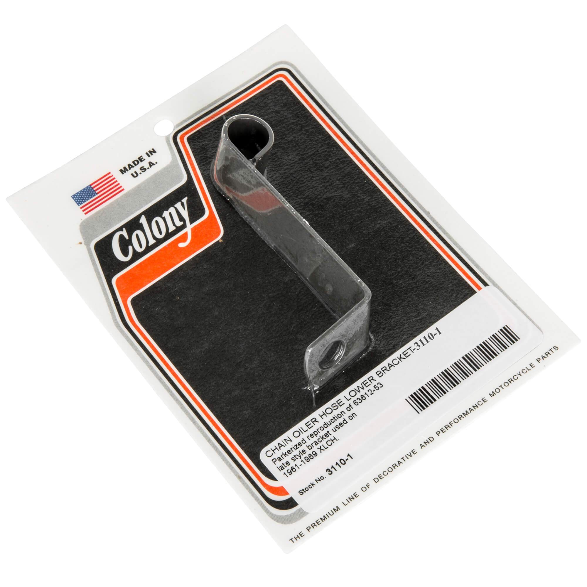 #3110-1 Chain Oiler Hose Lower Late Style Bracket 1961-1969 Harley-Davidson XLCH - Parkerized