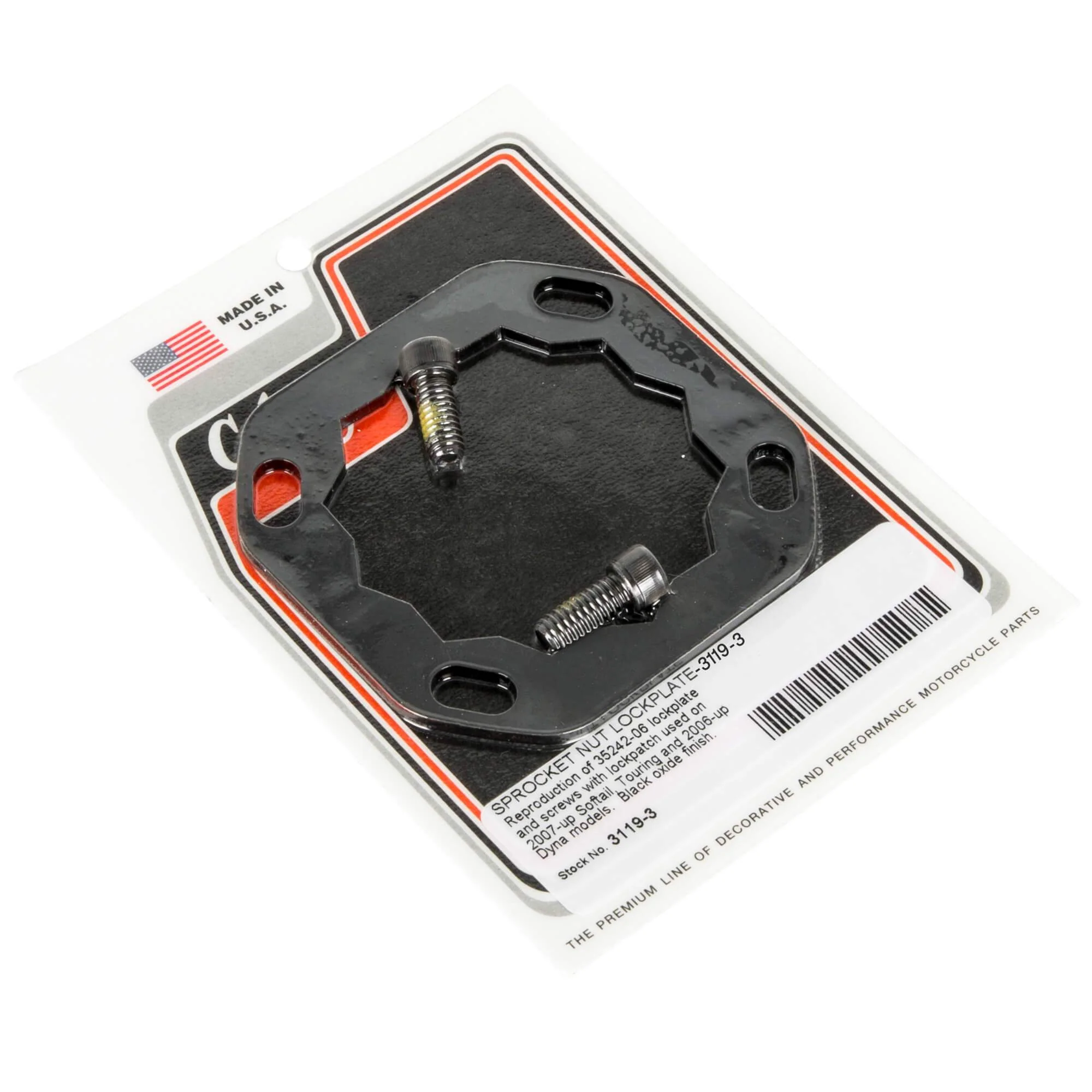 #3119-3 Sprocket Nut Lockplate 2007-Up Harley-Davidson Softail/Touring 2006-Up Dyna