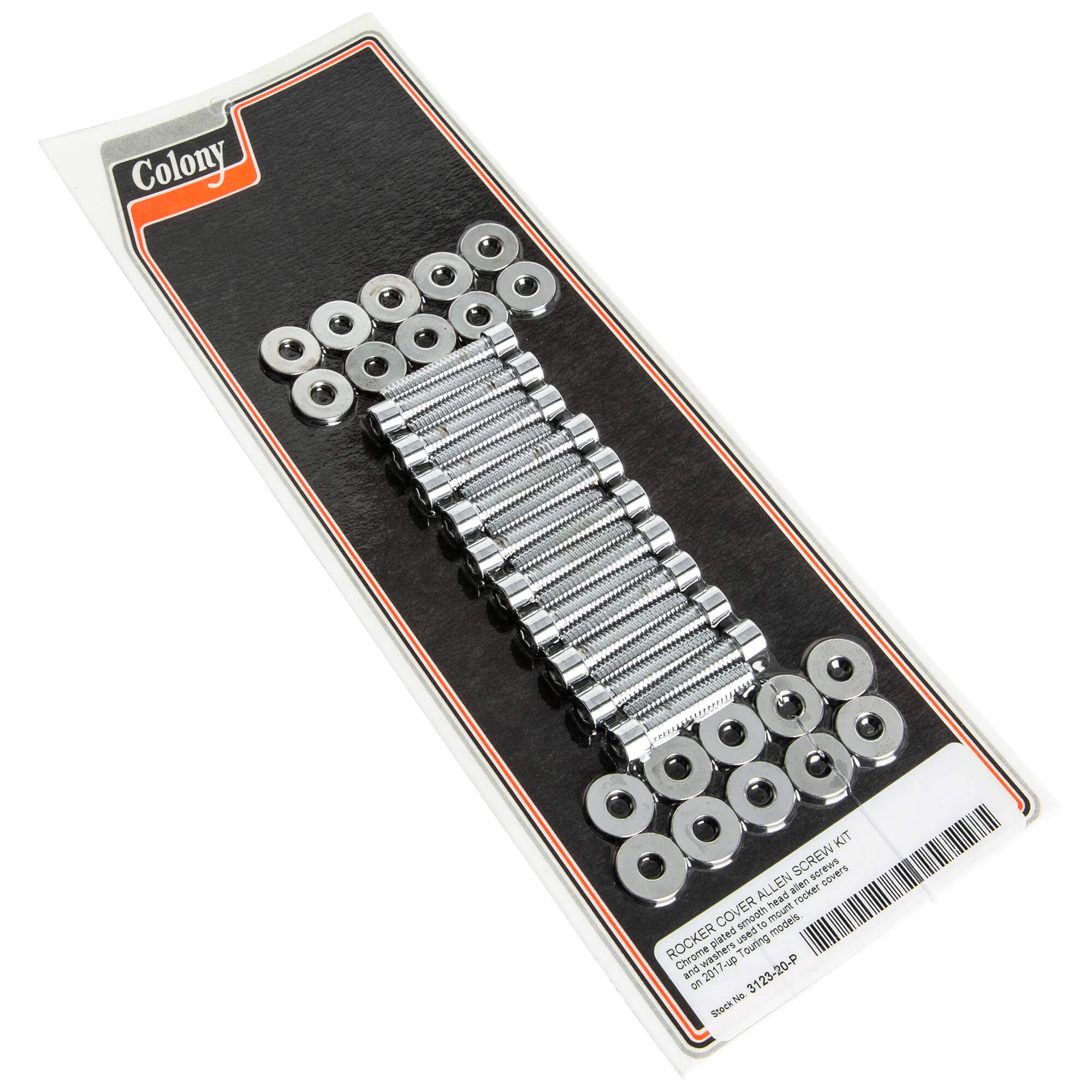 #3123-20 Knurled Allen Rocker Cover Mounting Kit 2017-Up Harley-Davidson Touring Models - Chrome Plated