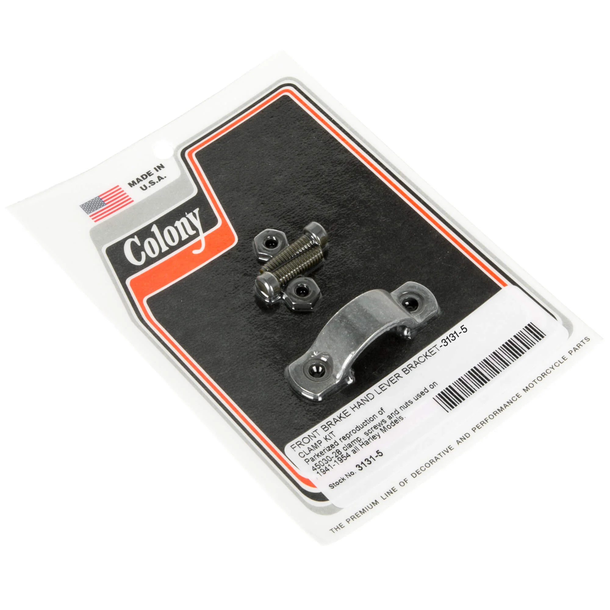 #3131-5 Front Brake Hand Lever Bracket Clamp Kit 1941-1954 Harley-Davidson All models - Parkerized