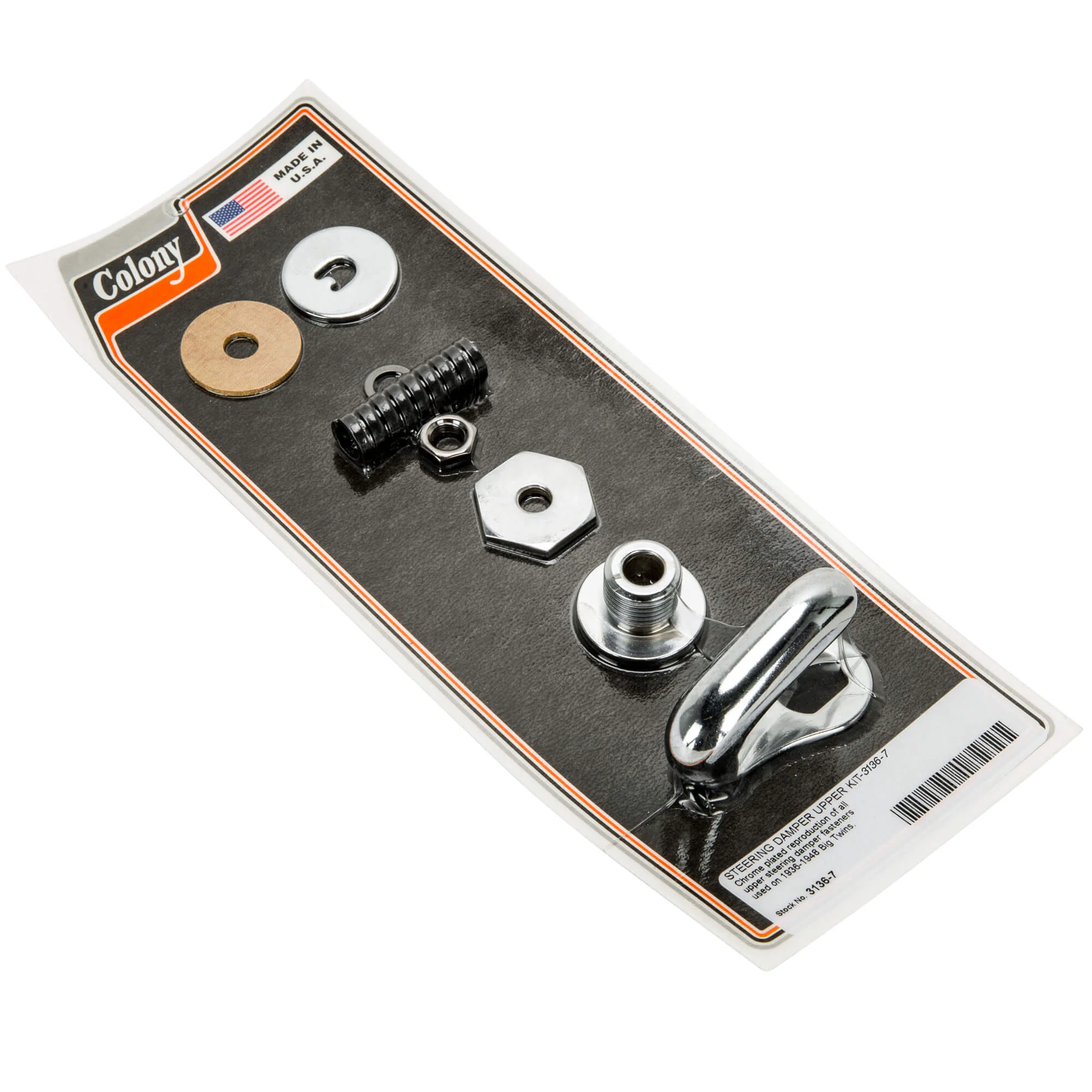 #3136-7 Steering Damper Upper Kit 1936-1948 Harley-Davidson Big Twins - Chrome Plated