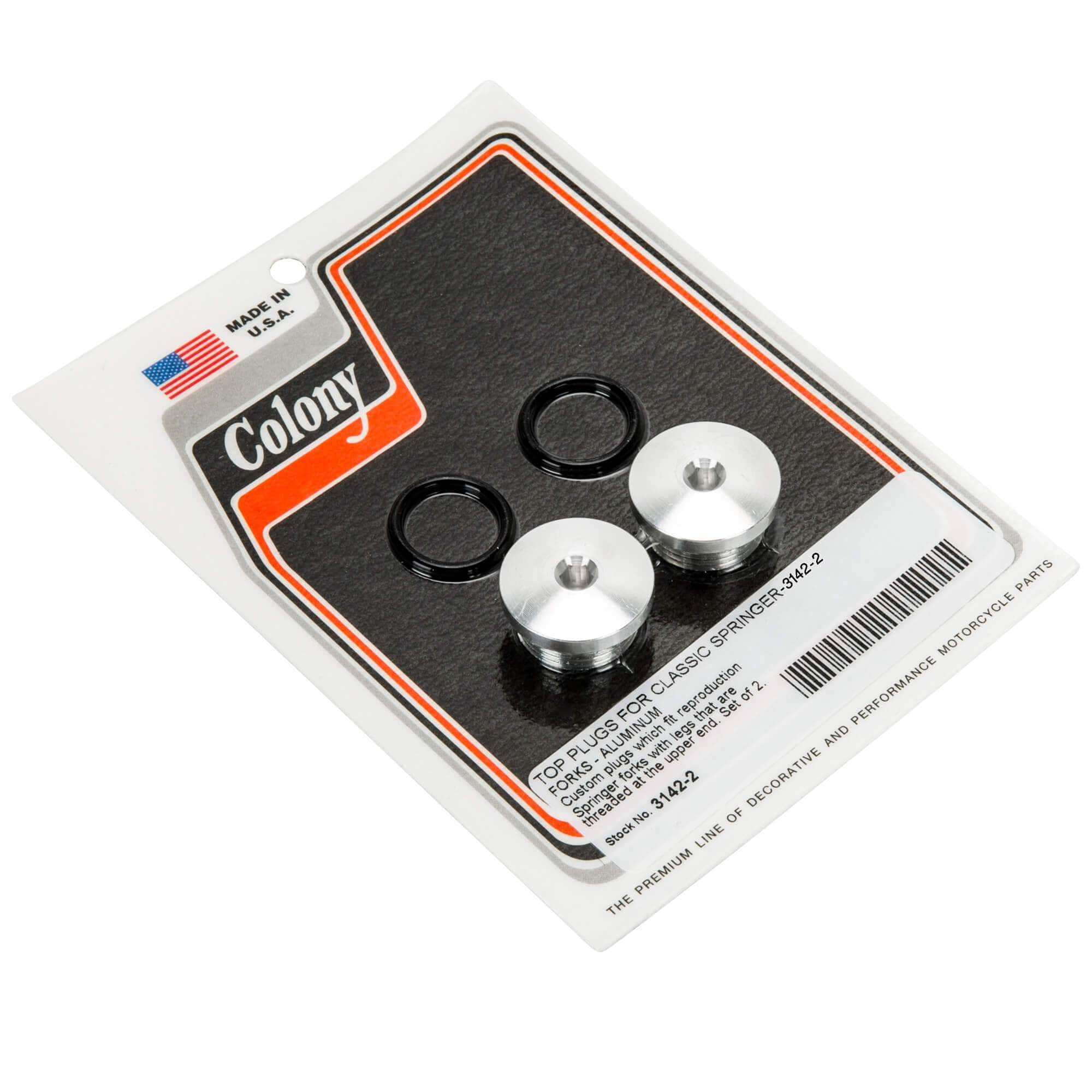 #3142-2 Aluminum Top Plugs For Classic Harley-Davidson Springer Forks
