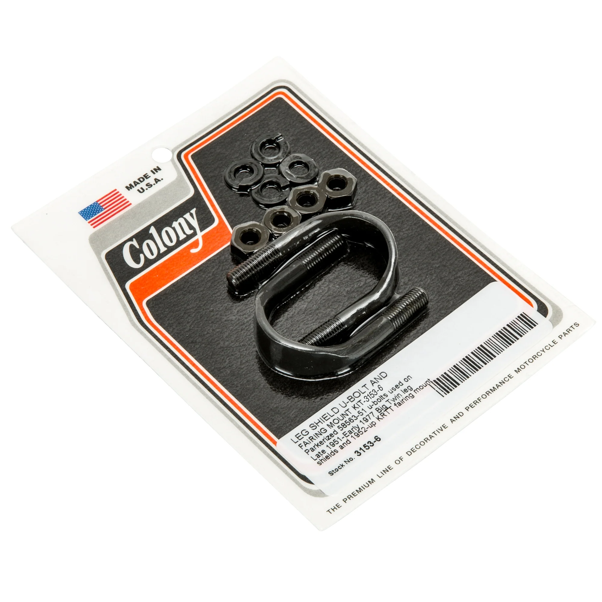 #3153-6 Leg Shield U-bolt Kit L1951-E1977 Harley-Davidson Big Twins 1952-Up KRTT Fairing Mount - Parkerized