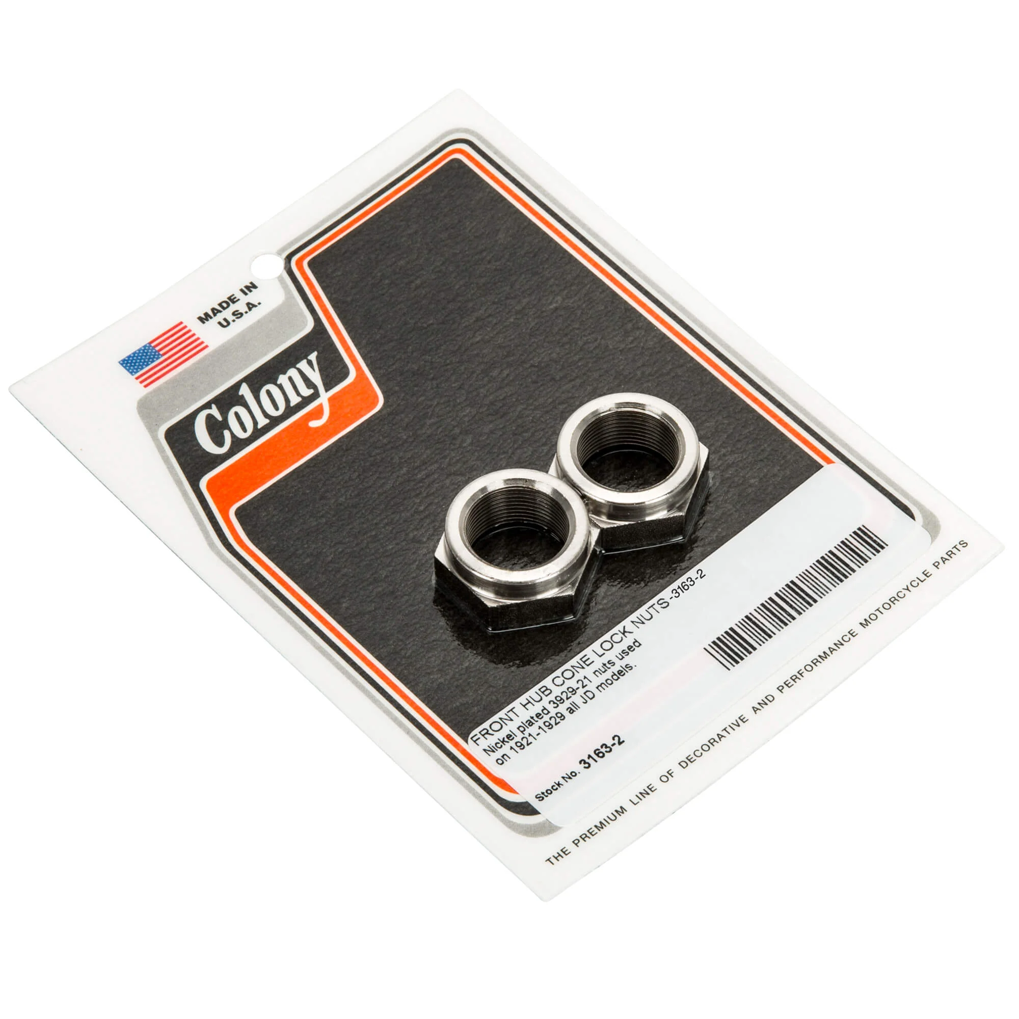 #3163-2 Front Hub Cone Lock Nuts 1921-1929 Harley-Davidson JD - CAD Plated