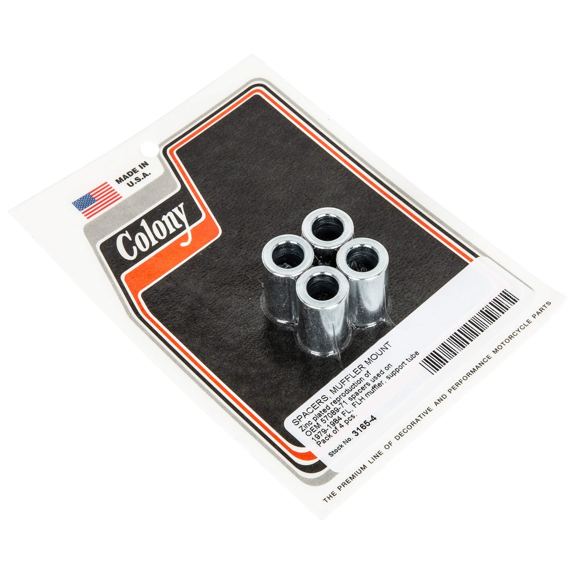 #3165-4 Muffler Mount Spacers 1979-1984 Harley-Davidson FL/FLH - Zinc Plated