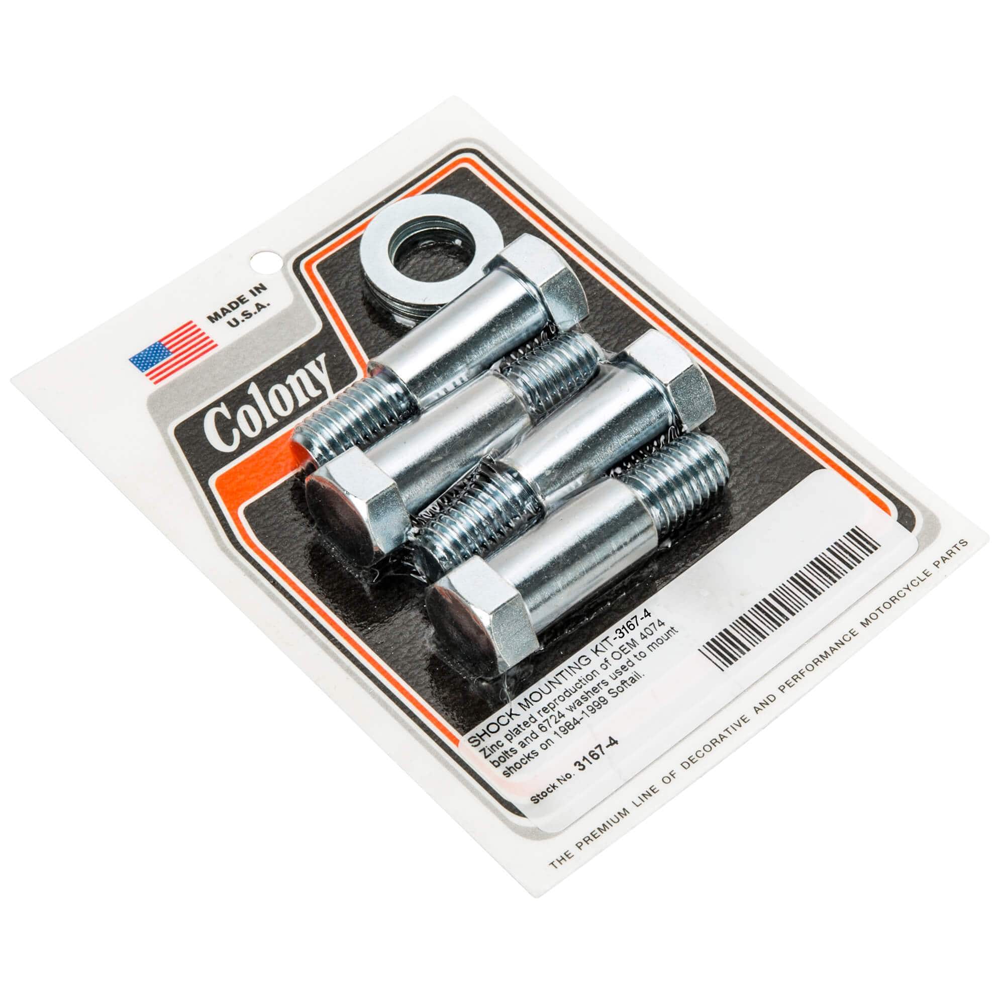 #3167-4 Shock Mount Bolt Kit 1984-1999 Harley-Davidson Softail - Zinc Plated
