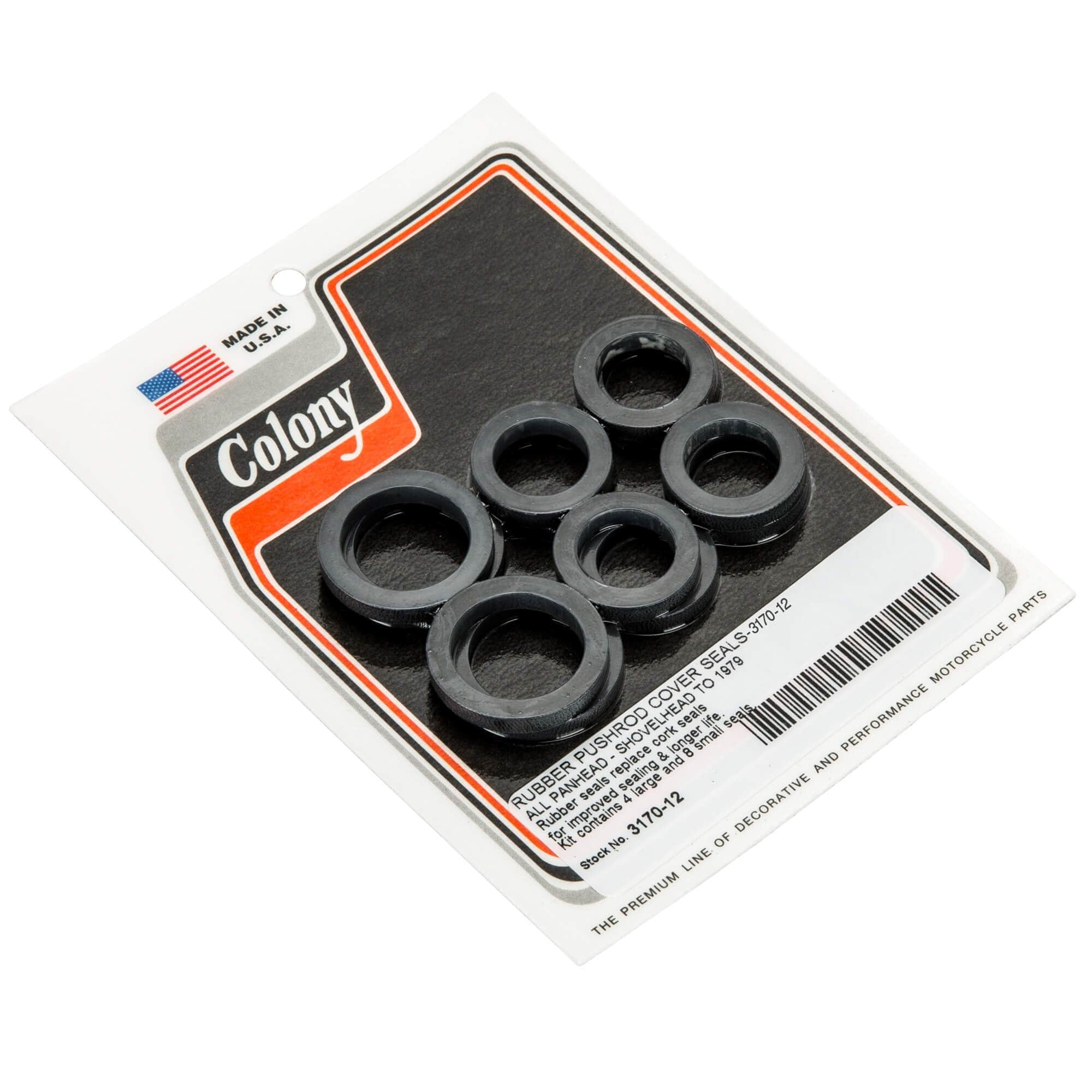 #3170-12 Rubber Pushrod Cover Seals 1936-1979 Harley-Davidson Panhead/Shovelhead