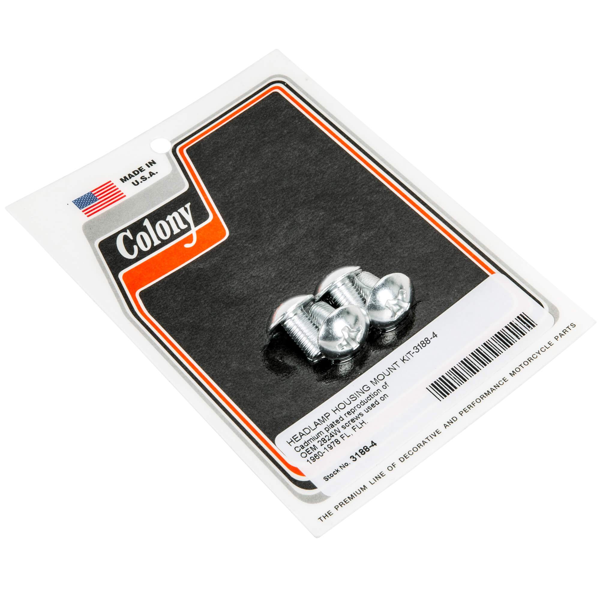 #3188-4 Headlamp Housing Mounting Kit 1960-1978 Harley-Davidson FL/FLH - CAD Plated