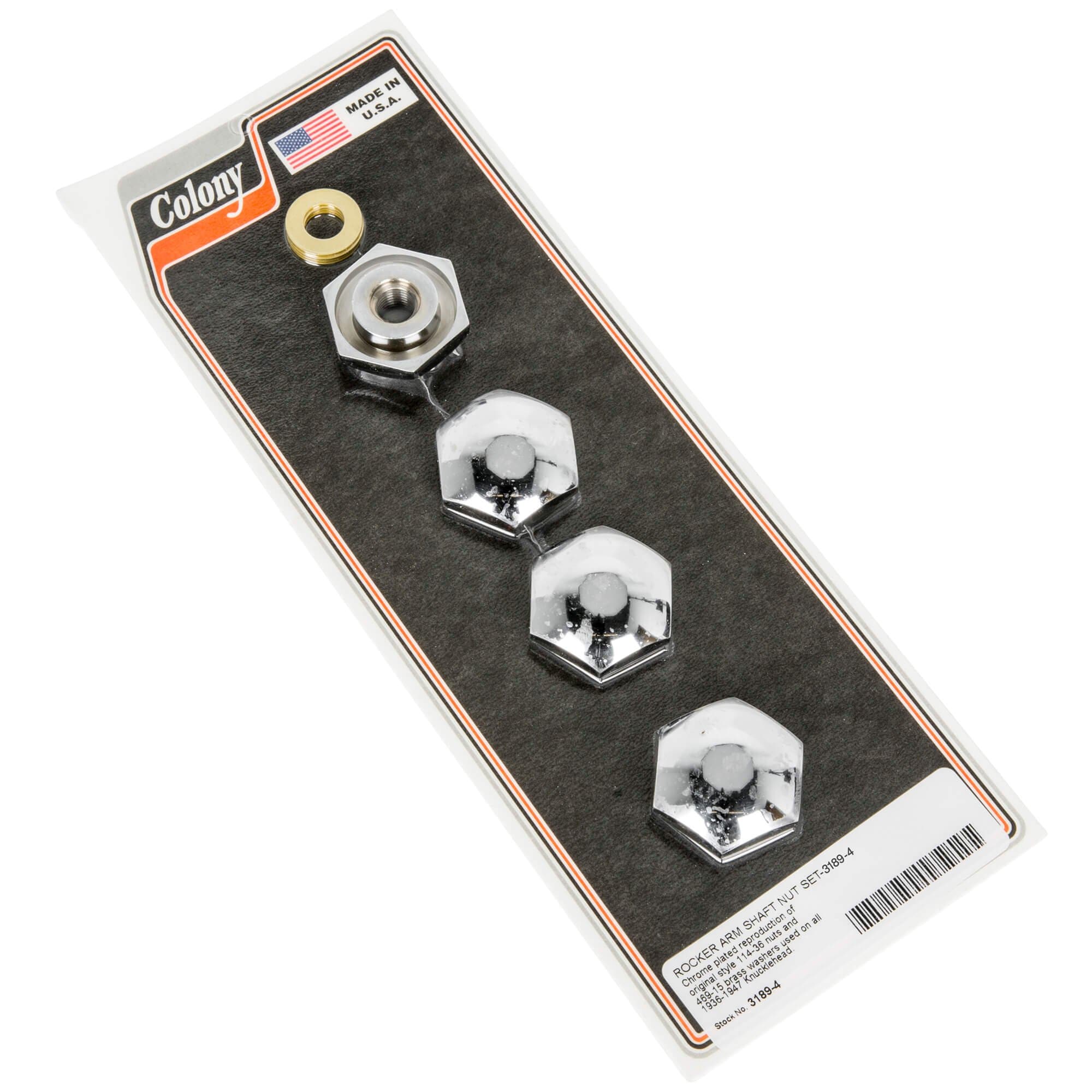 #3189-4 Rocker Arm Shaft Nut Set 1936-1947 Harley-Davidson Knuckleheads - Chrome Plated