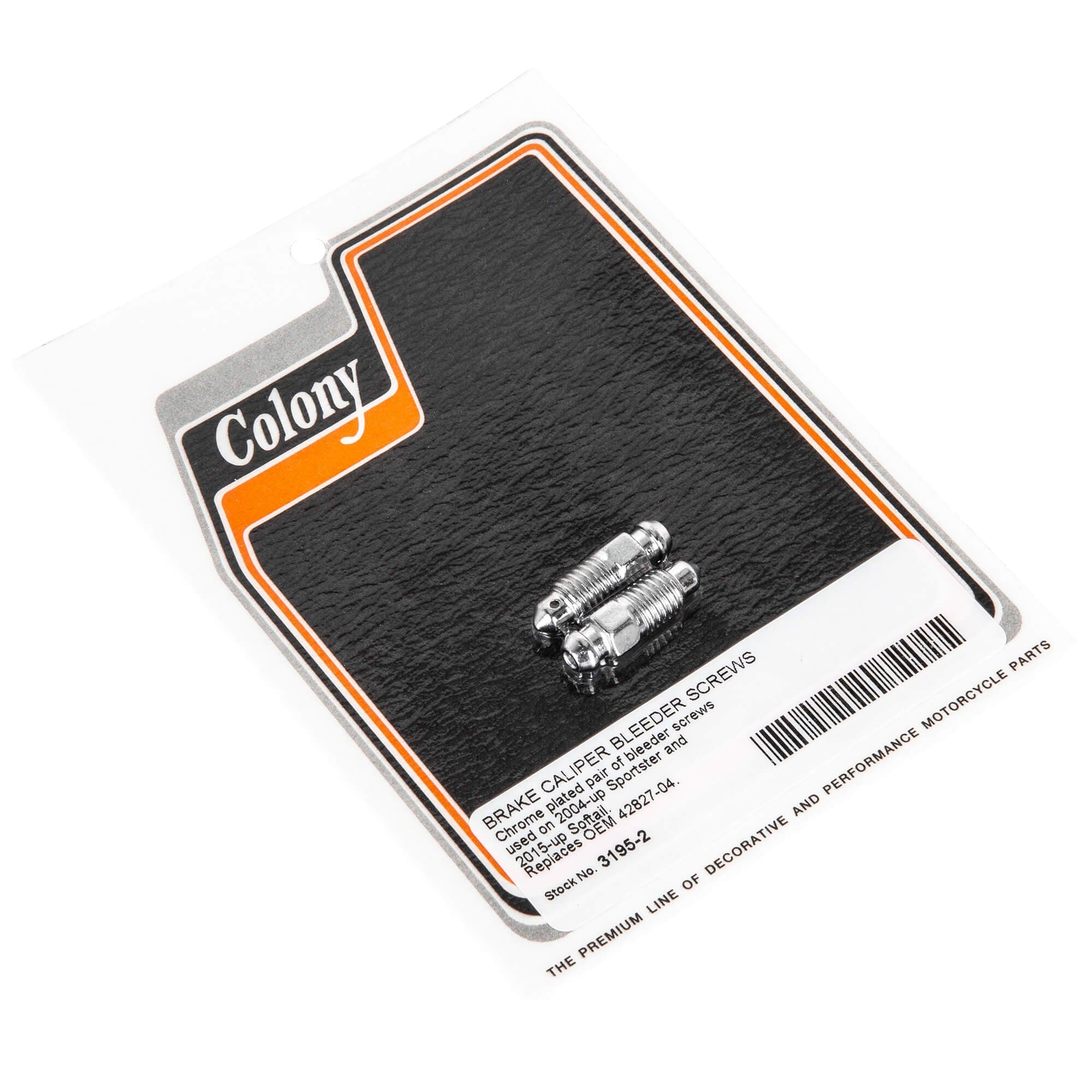 #3195-2 Brake Caliper Bleeder Screws 2004-Up Harley-Davidson XL 2015-Up Softail - Chrome Plated