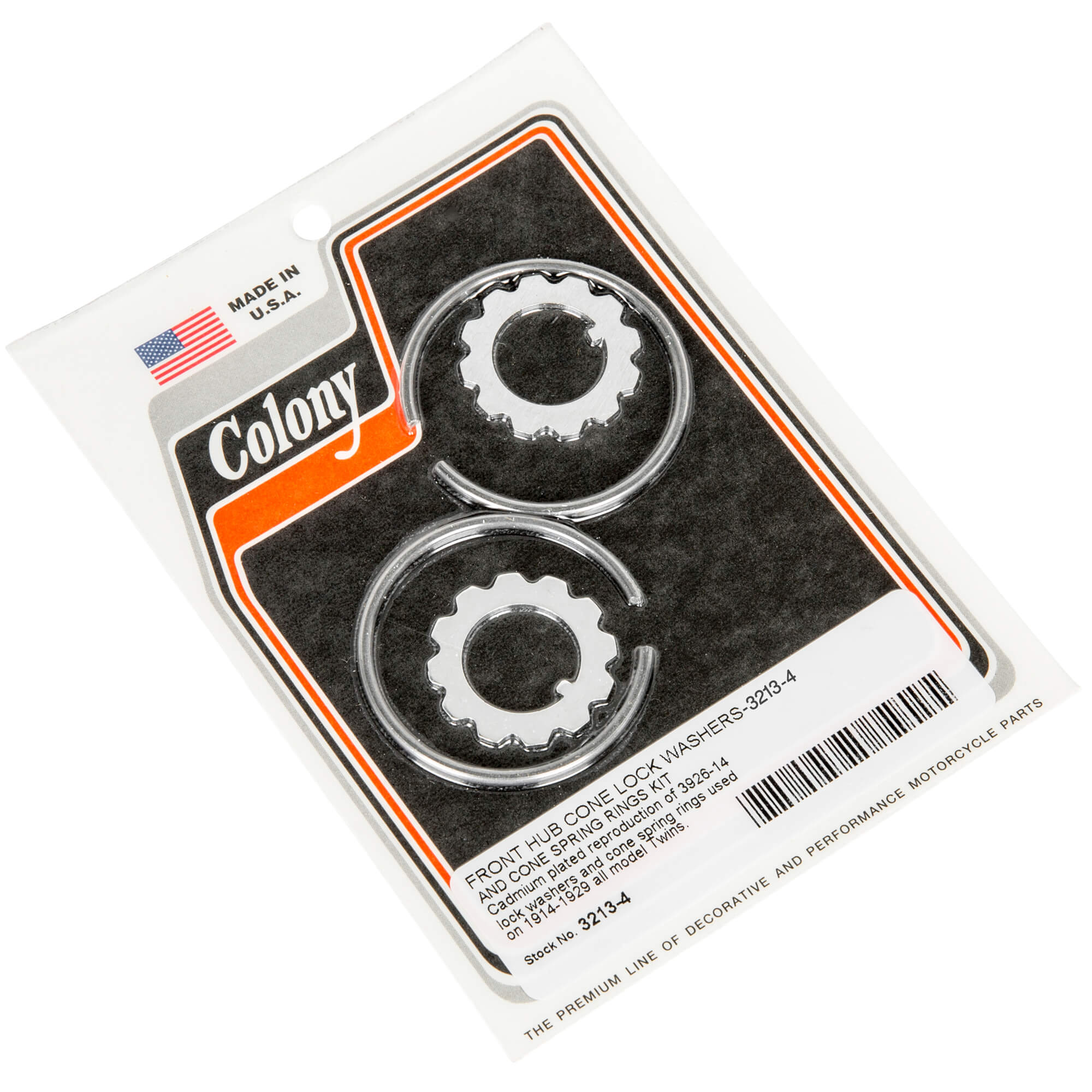 #3213-4 Front Hub Cone Lock Washers & Spring Rings Kit 1914-1929 Harley-Davidson Twins - CAD Plated