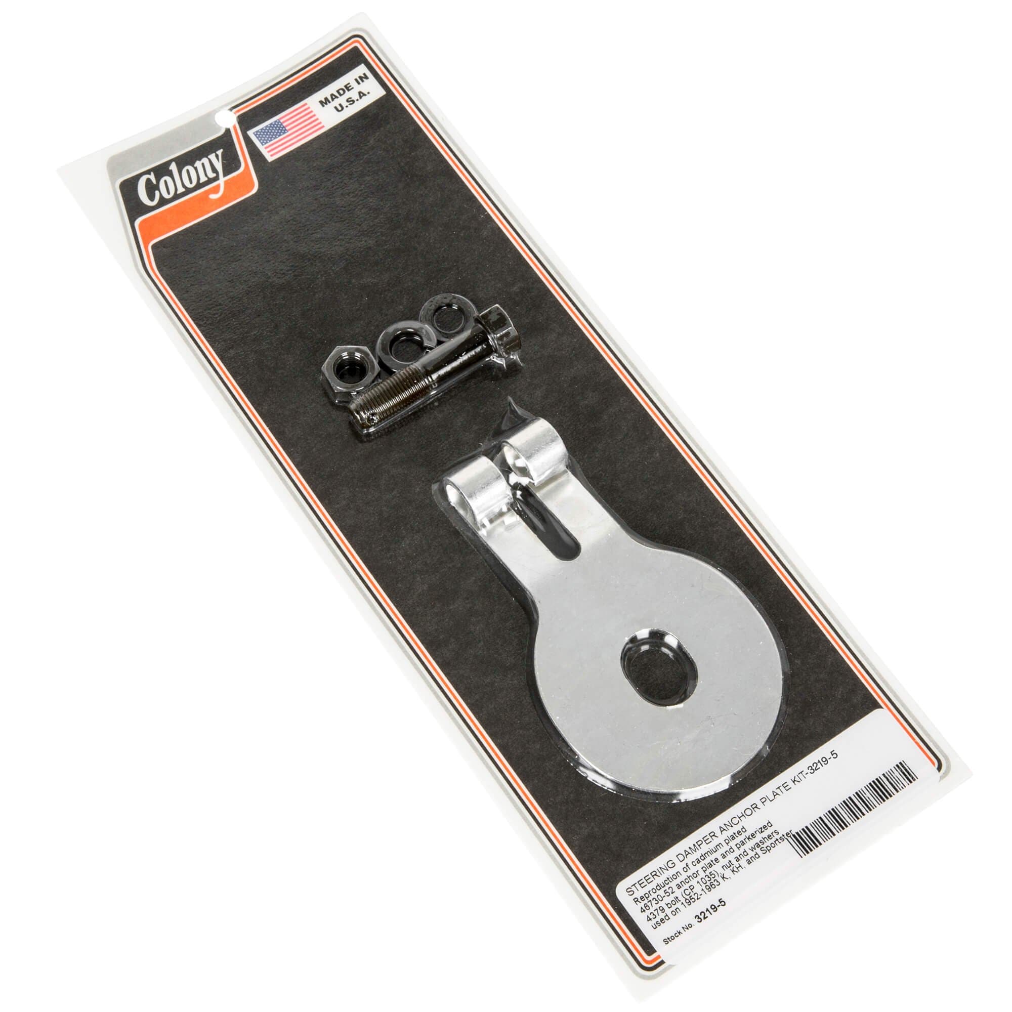 #3219-5 Steering Damper Anchor Plate Kit 1952-1963 Harley-Davidson K/KH/XL - CAD Plated