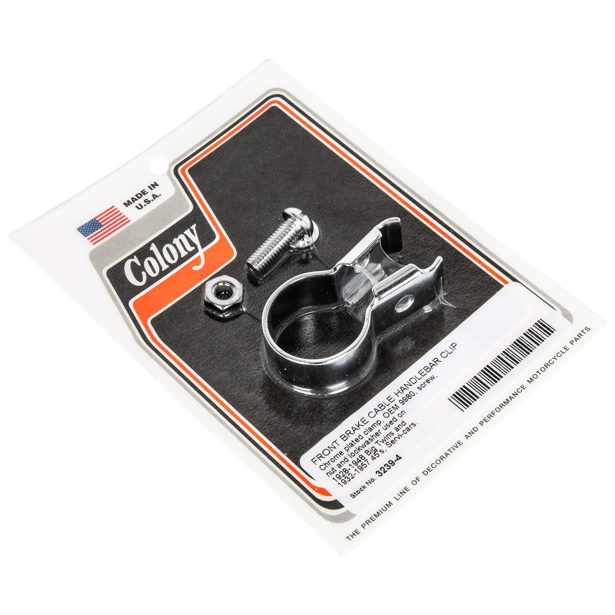 #3239-4 Front Brake Cable Handlebar Clip 1928-1948 Harley-Davidson Big Twins 1932-1957 45s/Servi-cars - Chrome Plated
