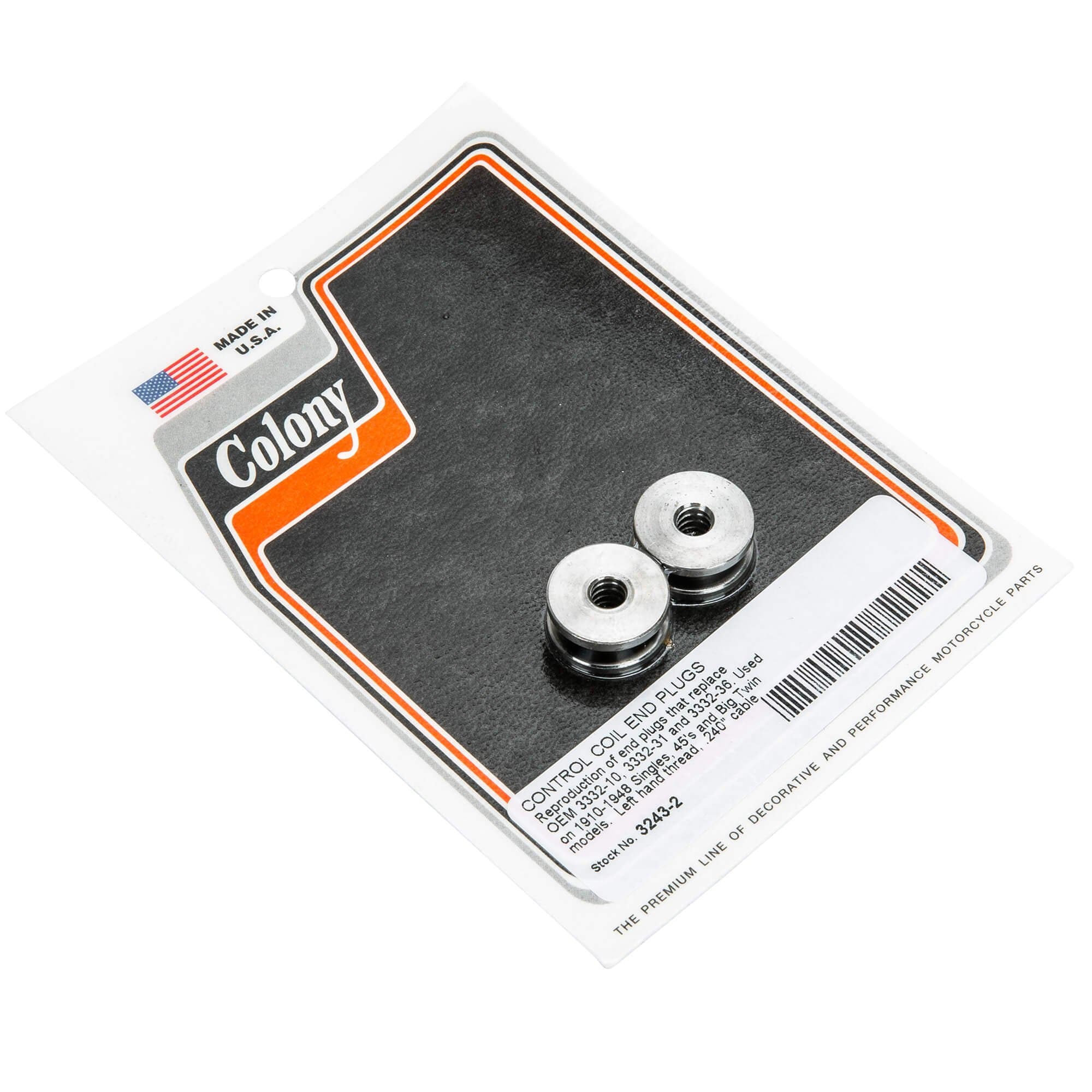 #3243-2 Control Coil End Plugs 1910-1948 Harley-Davidson Singles 45s/VL Models