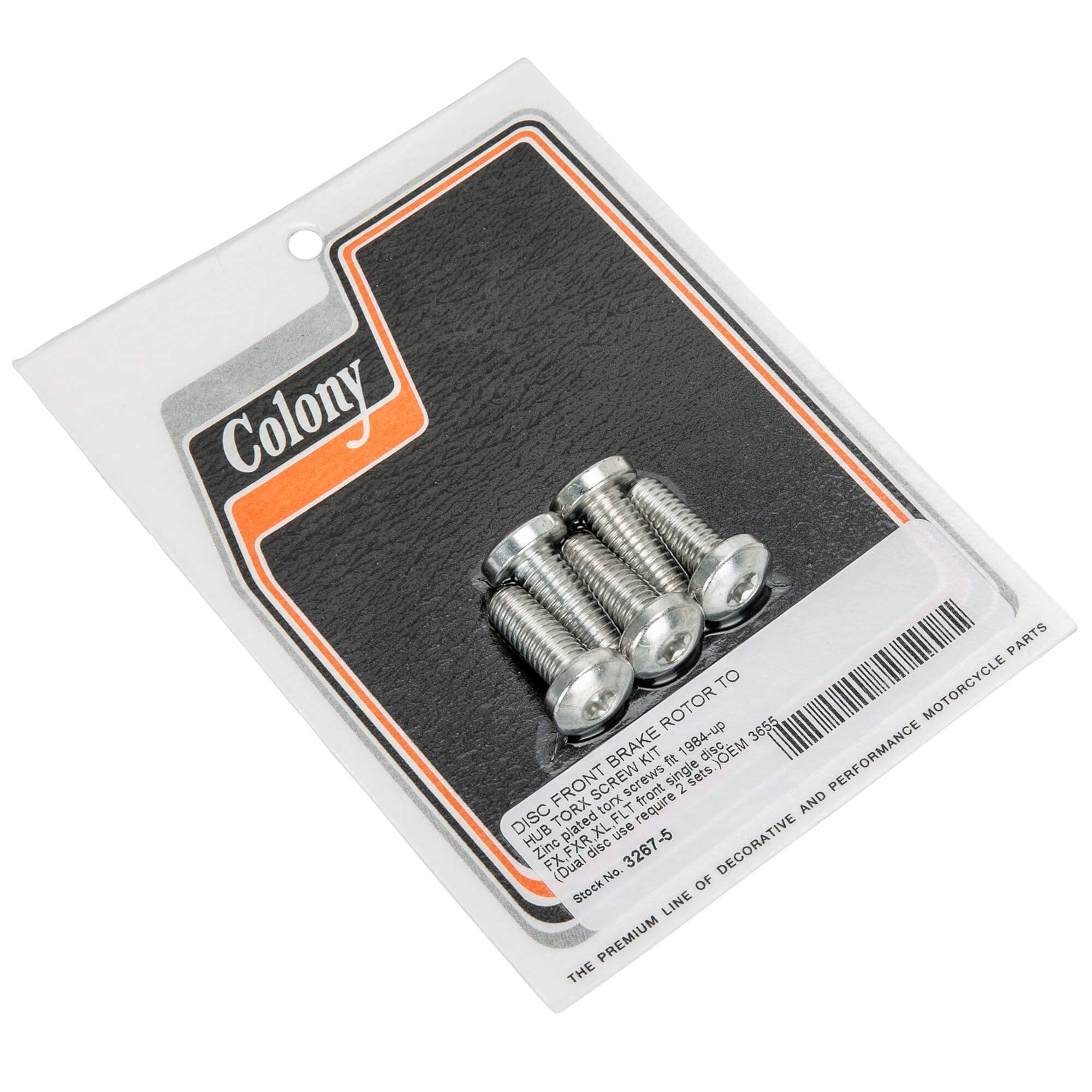 #3267-5 Disc Front Brake Rotor to Hub Torx Screw Set 1984-Up Harley-Davidson FX/FXR/XL/FLT - Zinc Plated