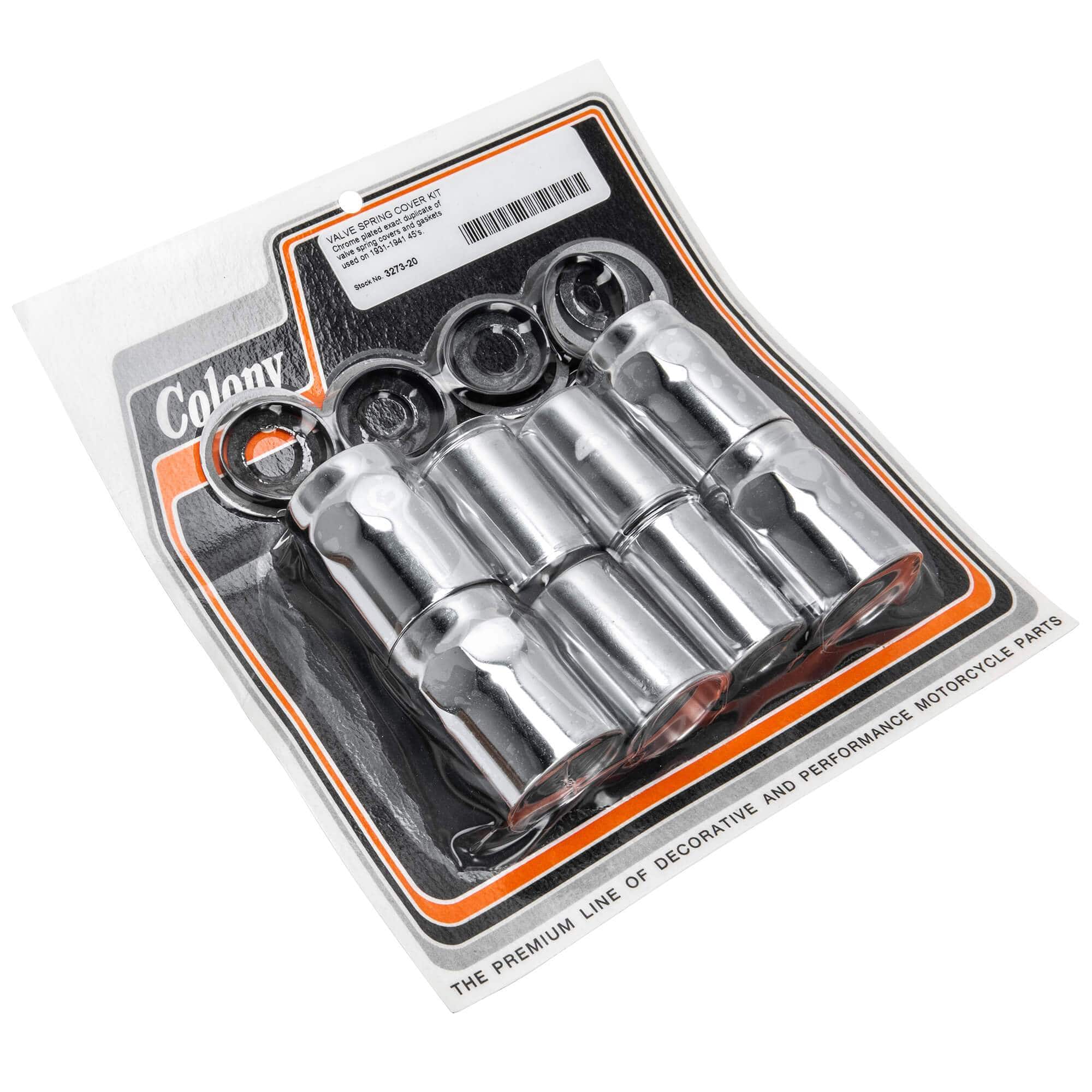 #3273-20 Valve Spring Cover Kit 1931-1941 Harley-Davidson 45's - Chrome Plated