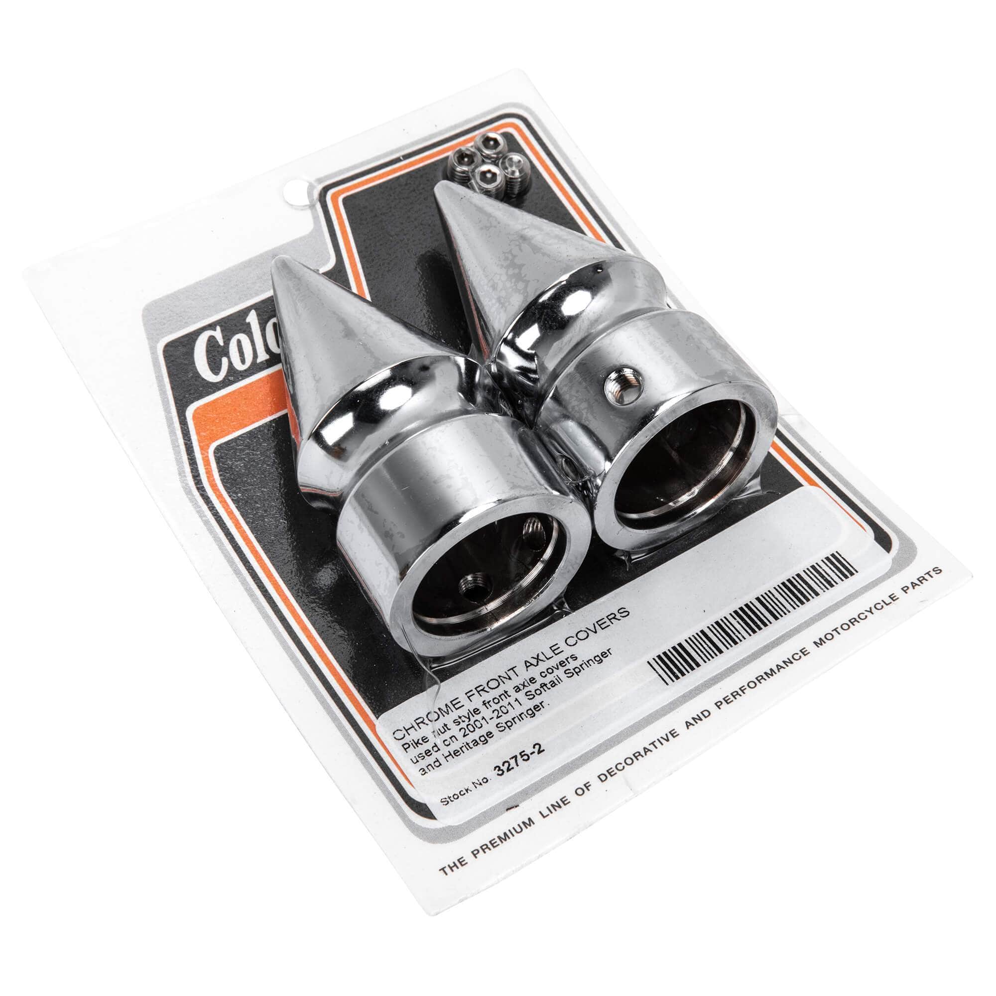 #3275-2 Pike Nut Front Axle Cover 2001-2011 Harley-Davidson Softail Springer & Heritage Springer - Chrome Plated