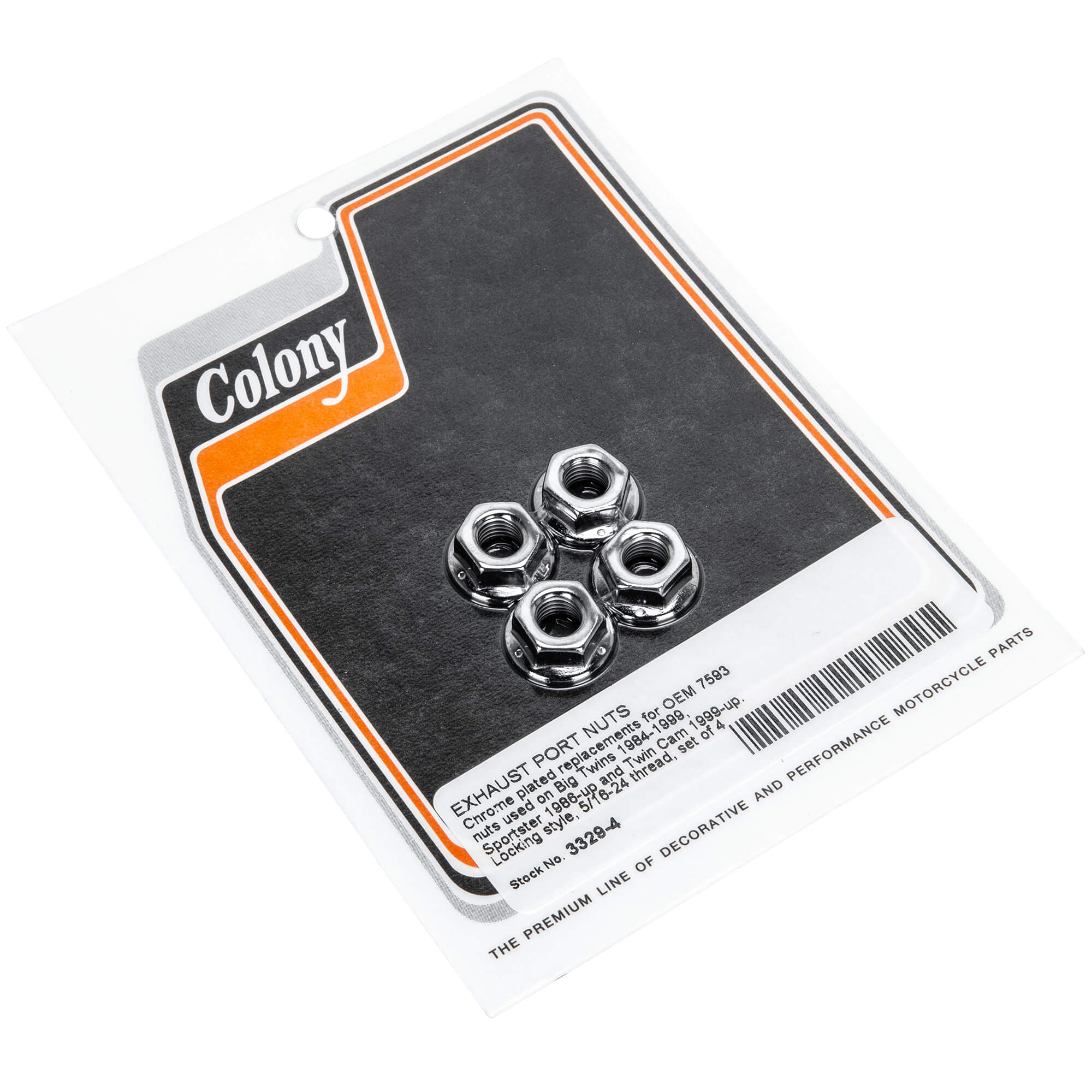 #3329-4 Exhaust Port Nuts 1984-1999 Harley-Davidson Big Twin 1986-Up XL 1999-Up Twin Cam - Chrome Plated