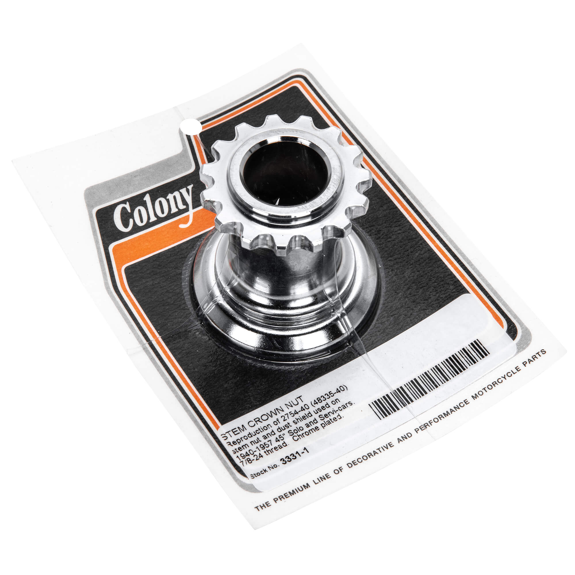 #3331-1 Stem Crown Nut 1940-1957 Harley-Davidson 45 Solo and Servi-cars - Chrome Plated