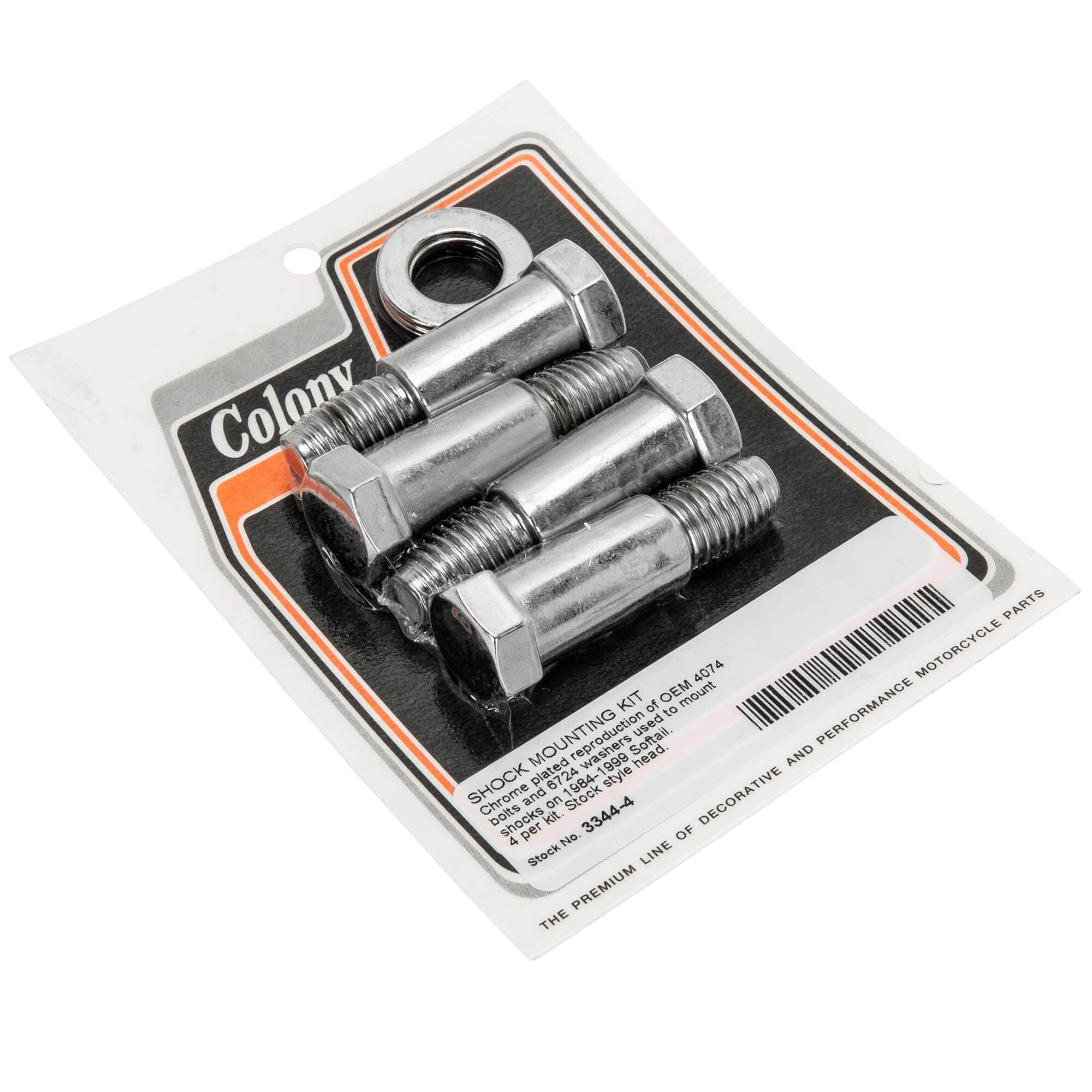 #3344-4 Shock Mount Bolt Kit 1984-1999 Harley-Davidson Softail - Chrome Plated