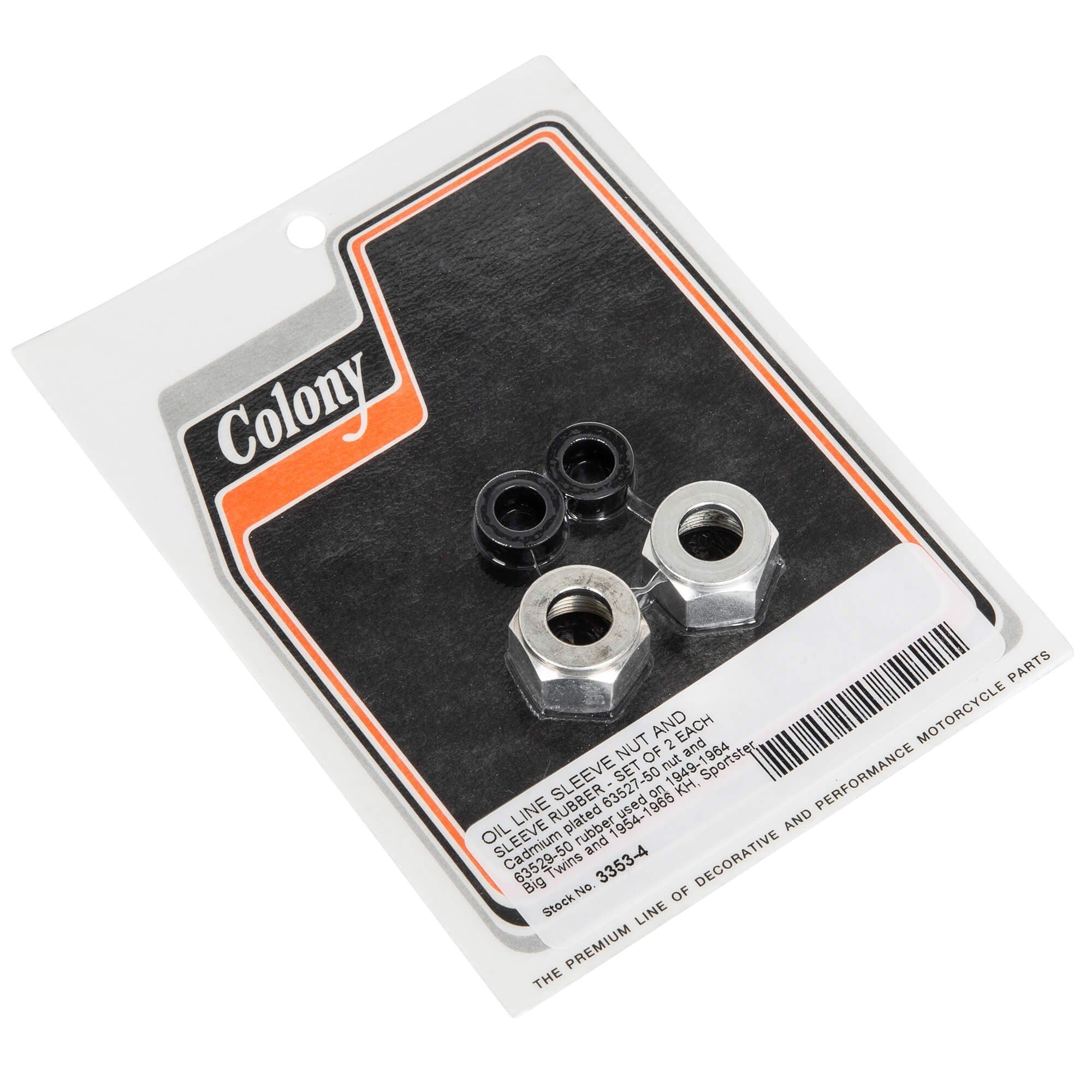 #3353-4 Oil Line Nut & Sleeve Rubber 1949-1964 Harley-Davidson Big Twins 1954-1966 KH/XL - CAD Plated