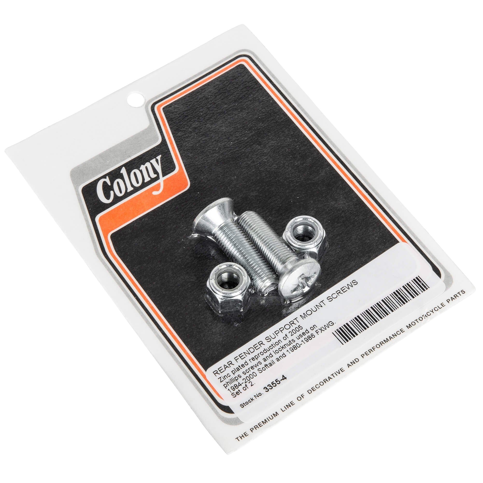 #3355-4 Rear Fender Support Mount Screws 1984-2000 Harley-Davidson Softail 1980-1986 FXWG - Zinc Plated