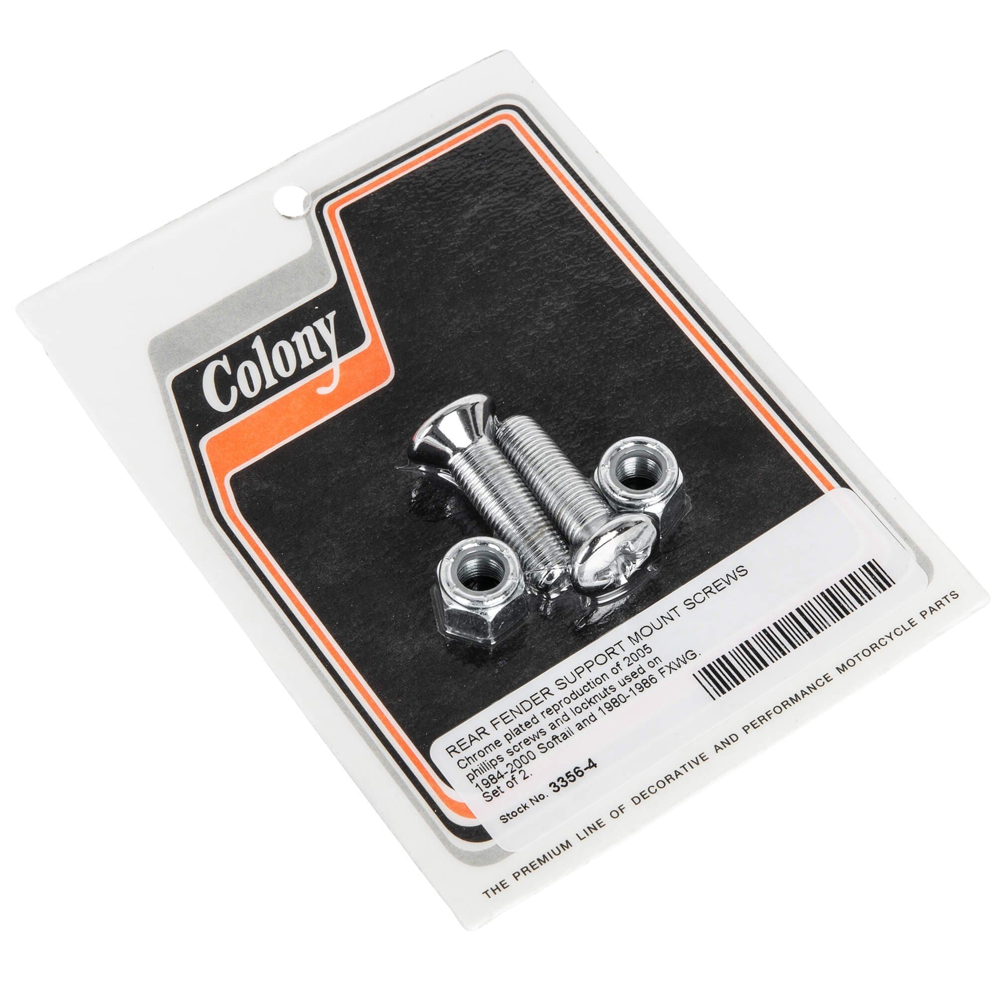 #3356-4 Rear Fender Support Mount Screws 1984-2000 Harley-Davidson Softail 1980-1986 FXWG - Chrome Plated