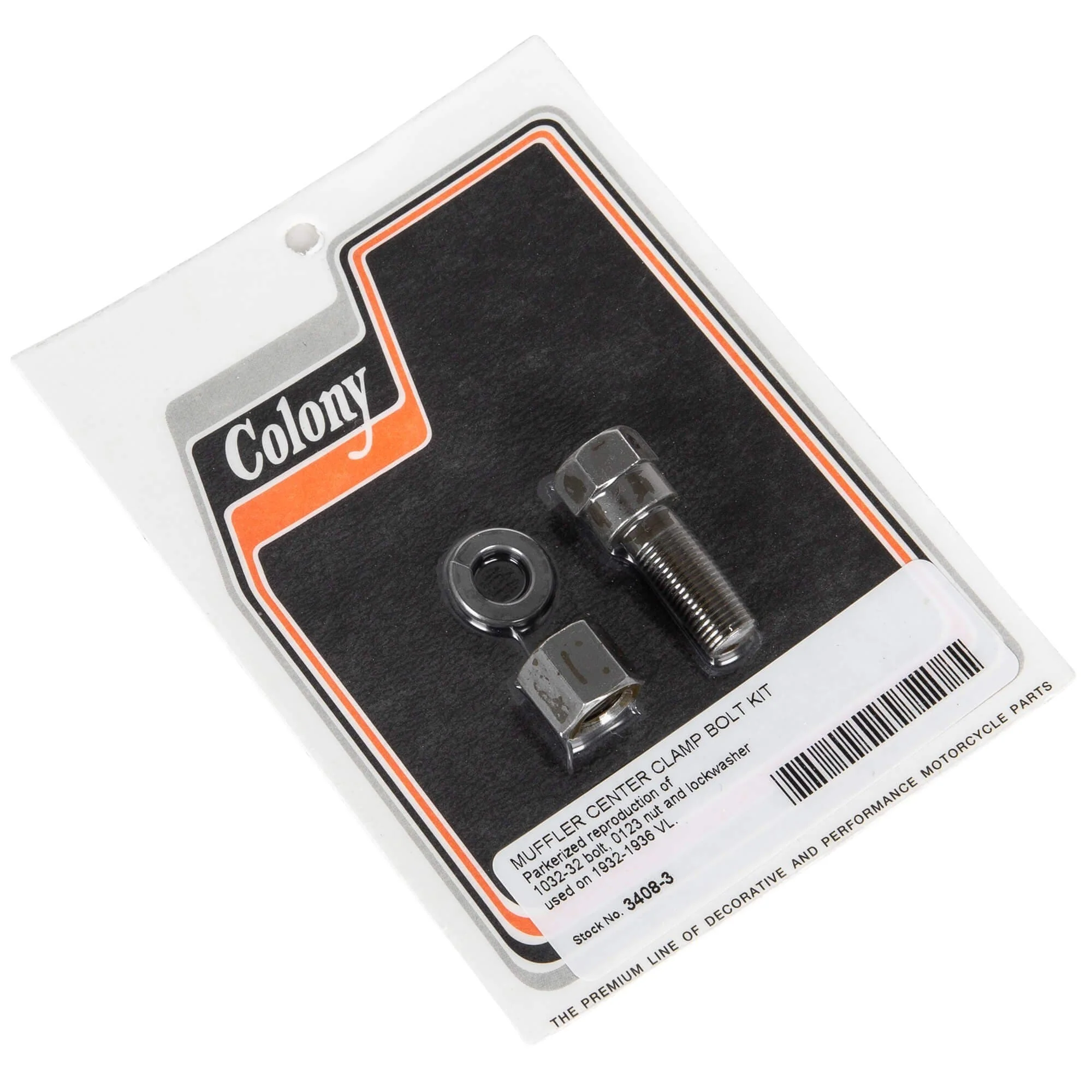 #3408-3 Muffler Center Clamp Bolt Kit 1932-1936 Harley-Davidson VL - Parkerized